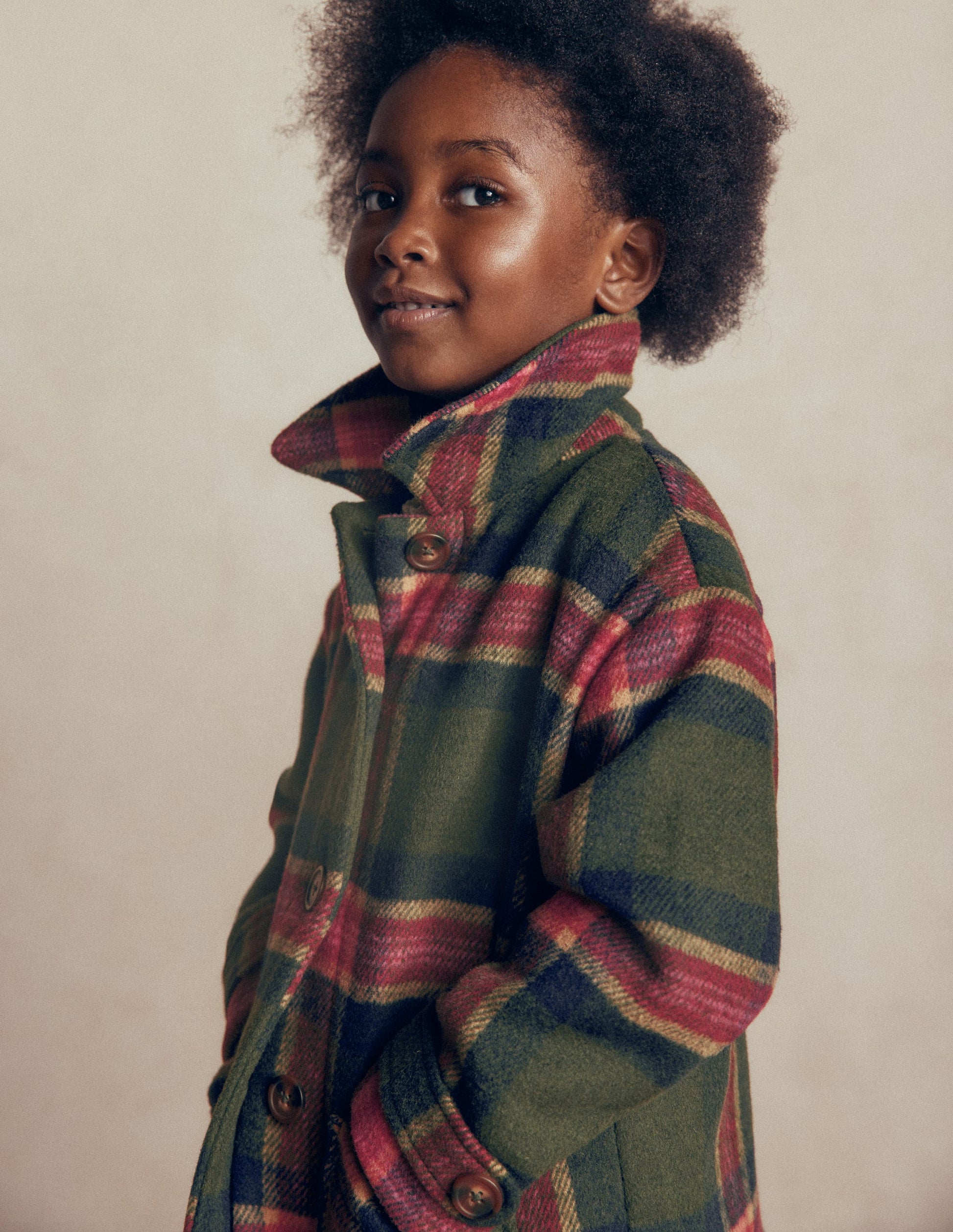 Wool Check Coat-Green Check-3