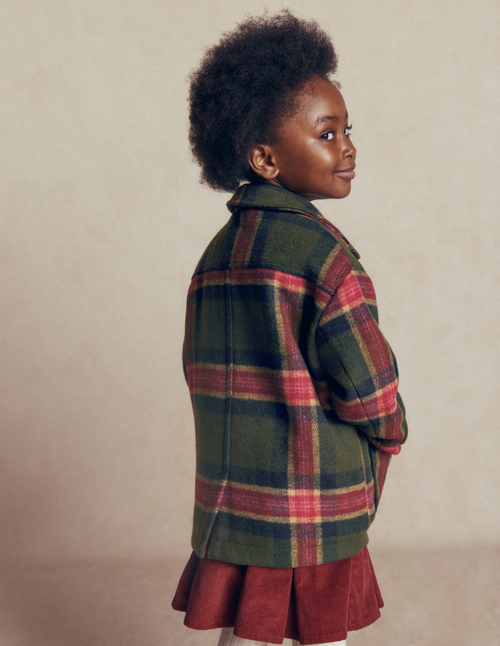 Wool Check Coat-Green Check-4