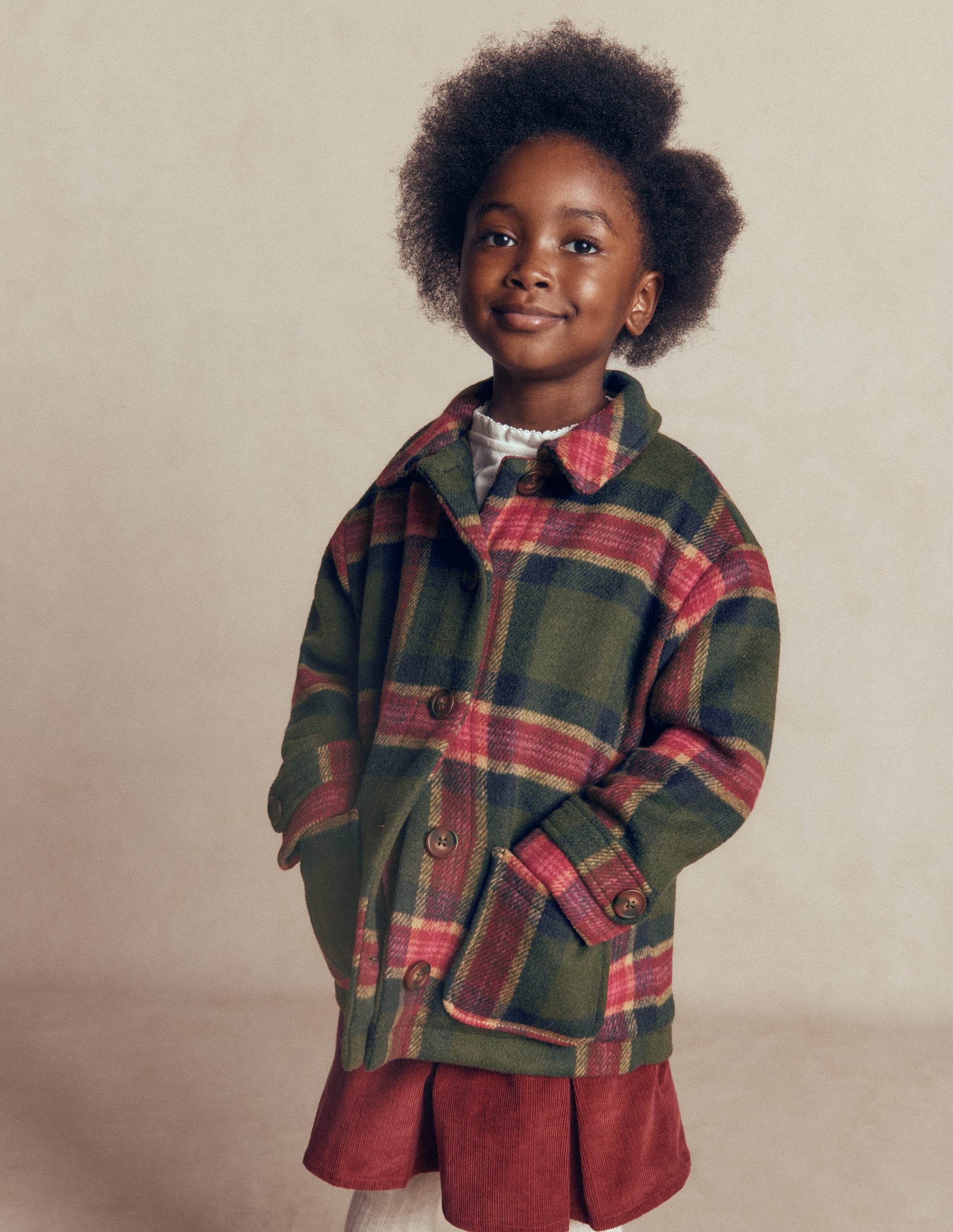 Wool Check Coat-Green Check - Image 5
