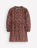 Betsy Woven Puff Sleeve Dress-Pink Floral Corduroy