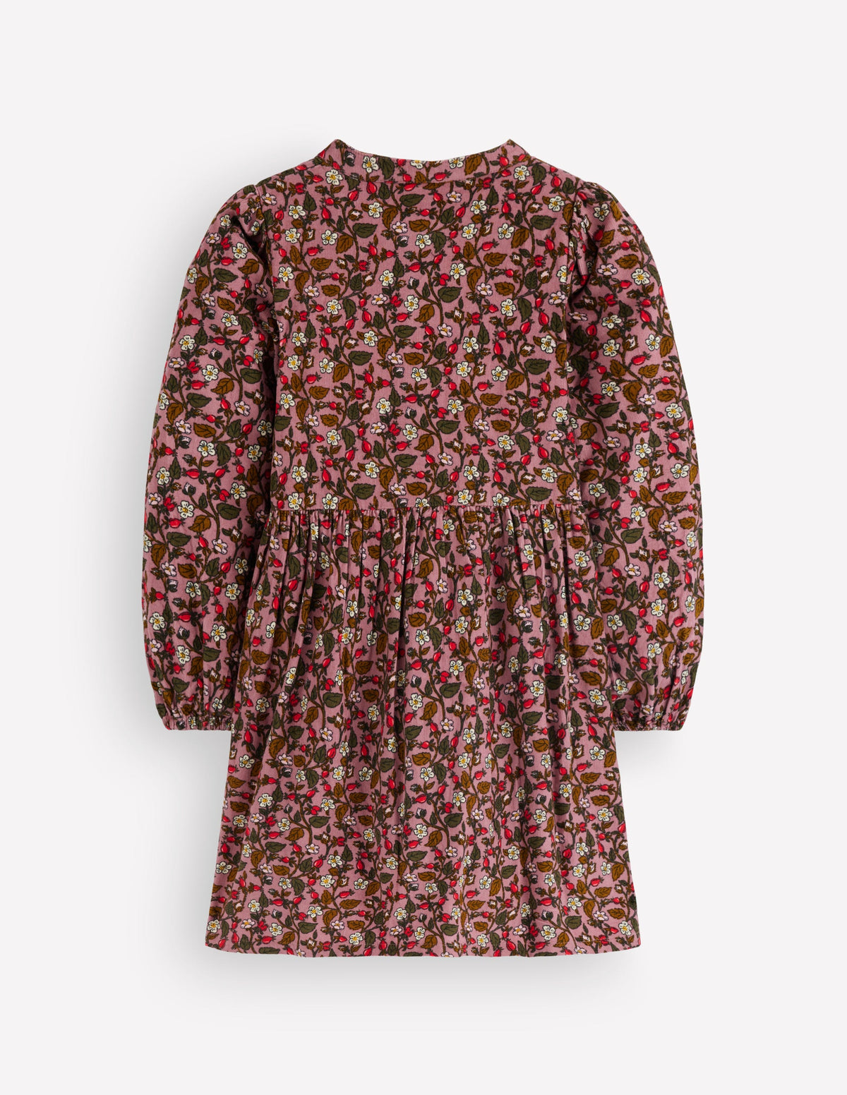 Betsy Woven Puff Sleeve Dress-Pink Floral Corduroy-2