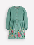 Betsy Woven Puff Sleeve Dress-Eucalyptus Corduroy