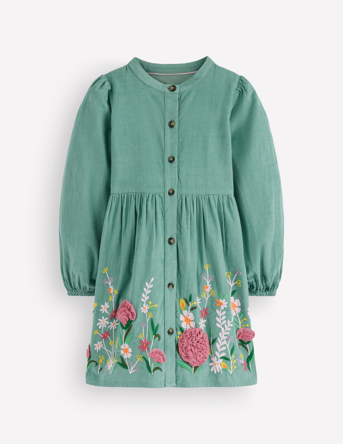 Betsy Woven Puff Sleeve Dress-Eucalyptus Corduroy - Image 1