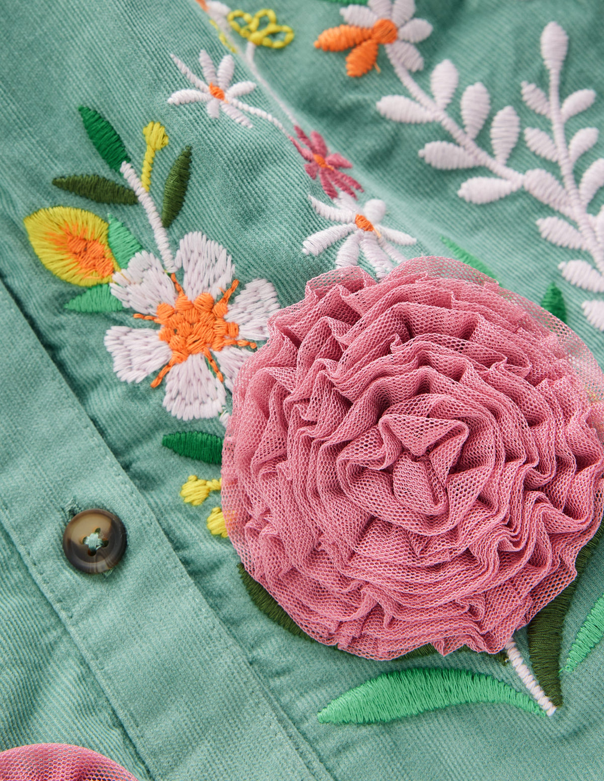 Betsy Woven Puff Sleeve Dress-Eucalyptus Corduroy - Image 3
