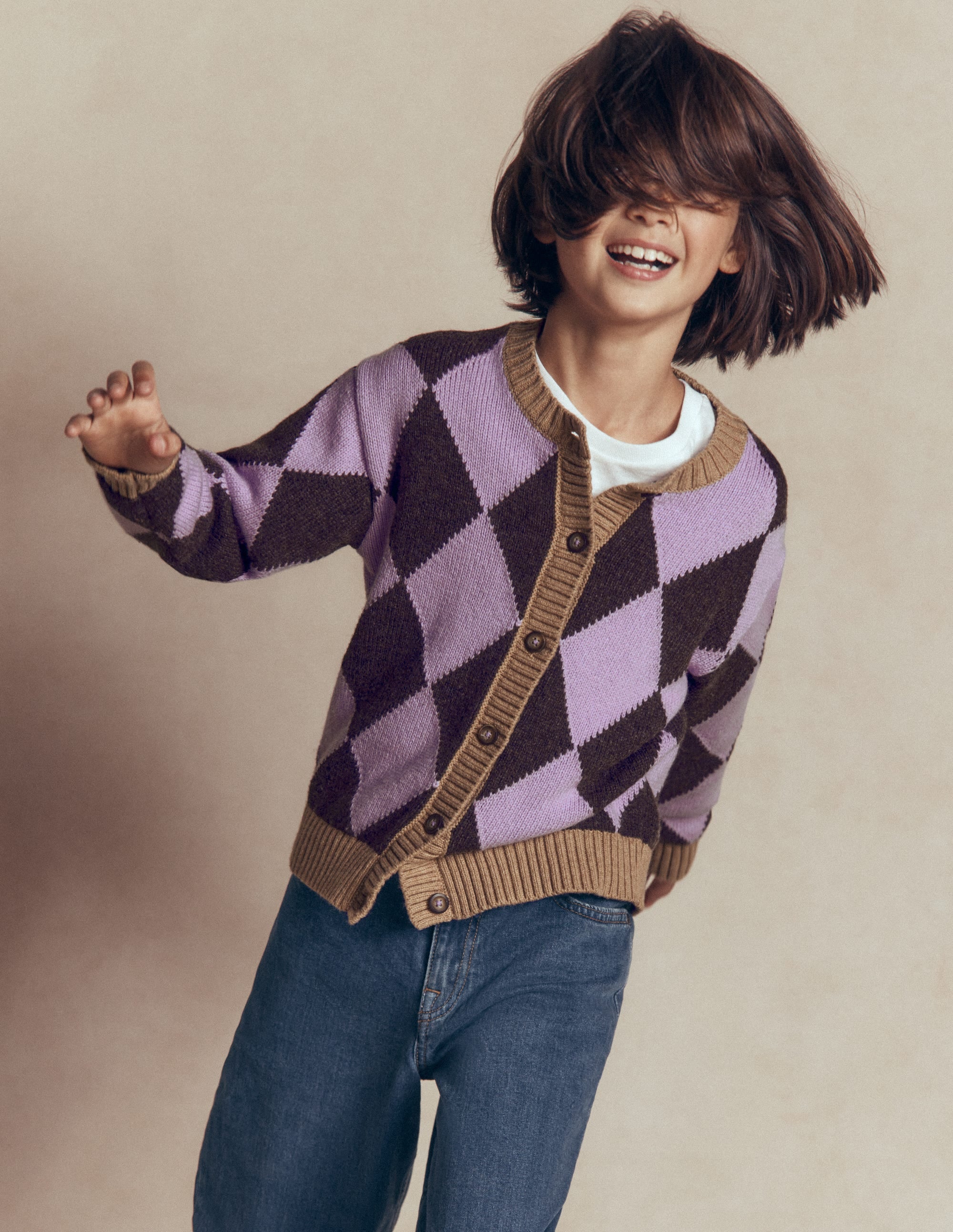 Fun Cardigan-Purple Argyle - Image 3