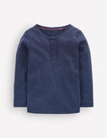 Long Sleeve Henley Top-College Navy