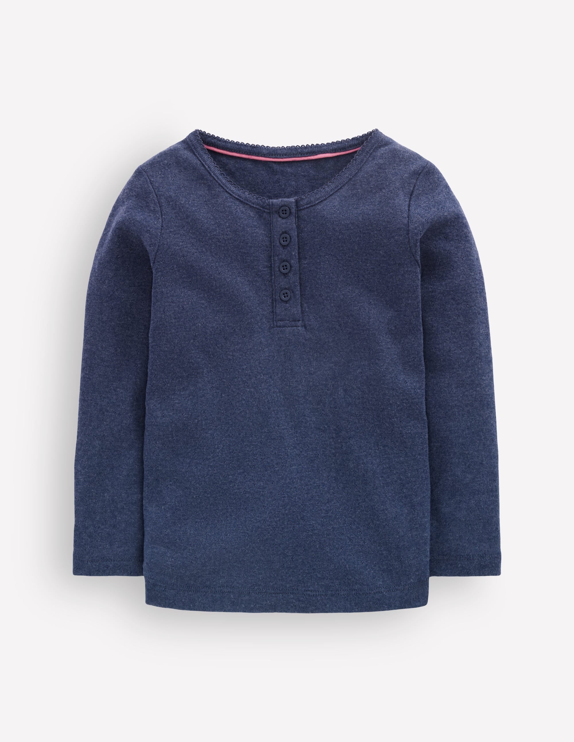 Long Sleeve Henley Top-College Navy - Image 1