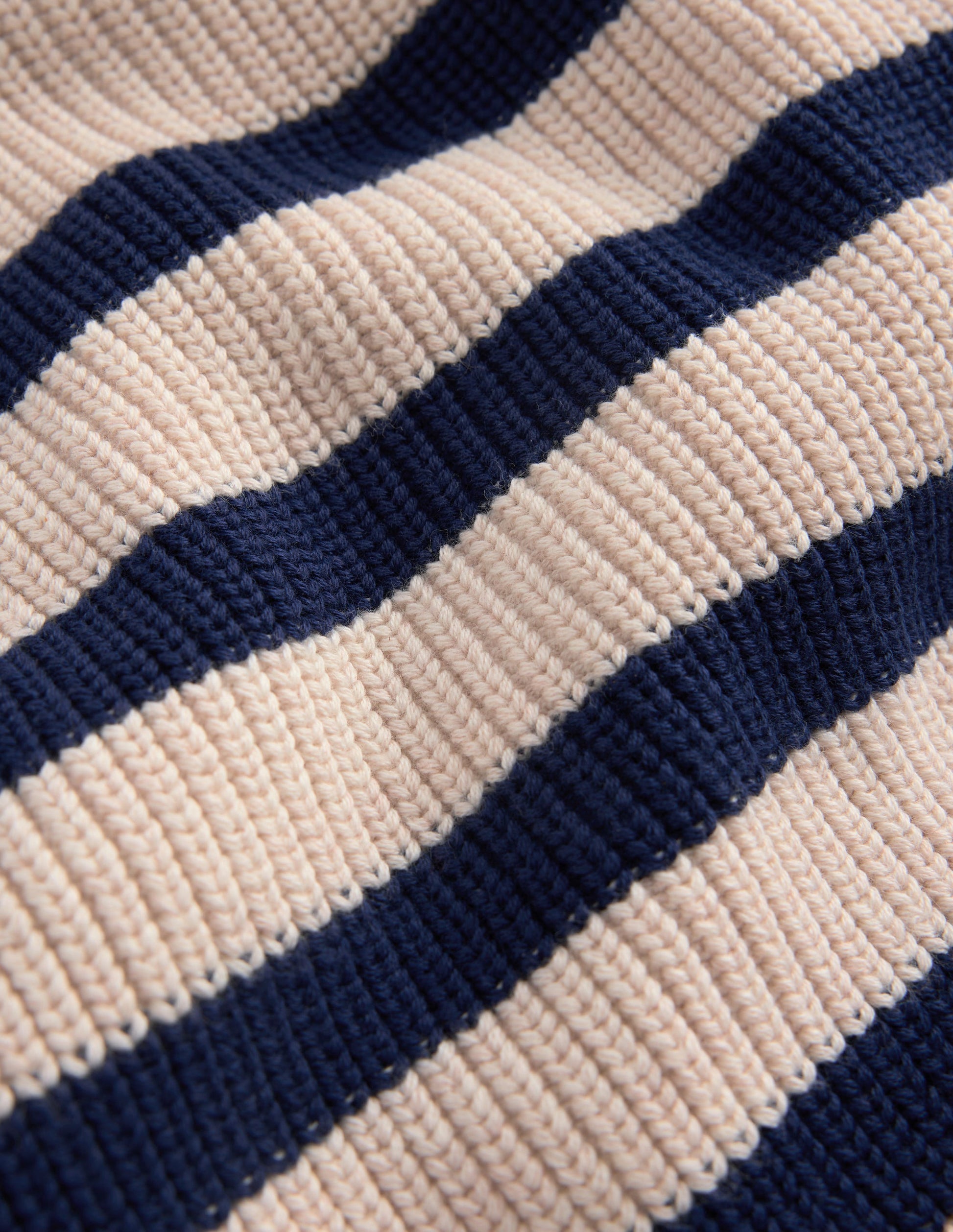 Zip Up Neck Jumper-Ecru Marl / Navy-4