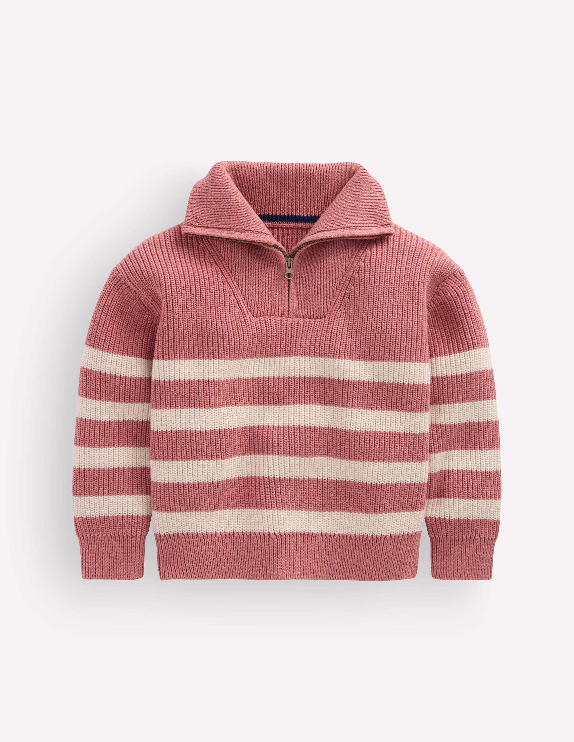 Zip Up Neck Jumper-Dusty Rose Marl - Image 4