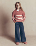 Zip Up Neck Jumper-Dusty Rose Marl