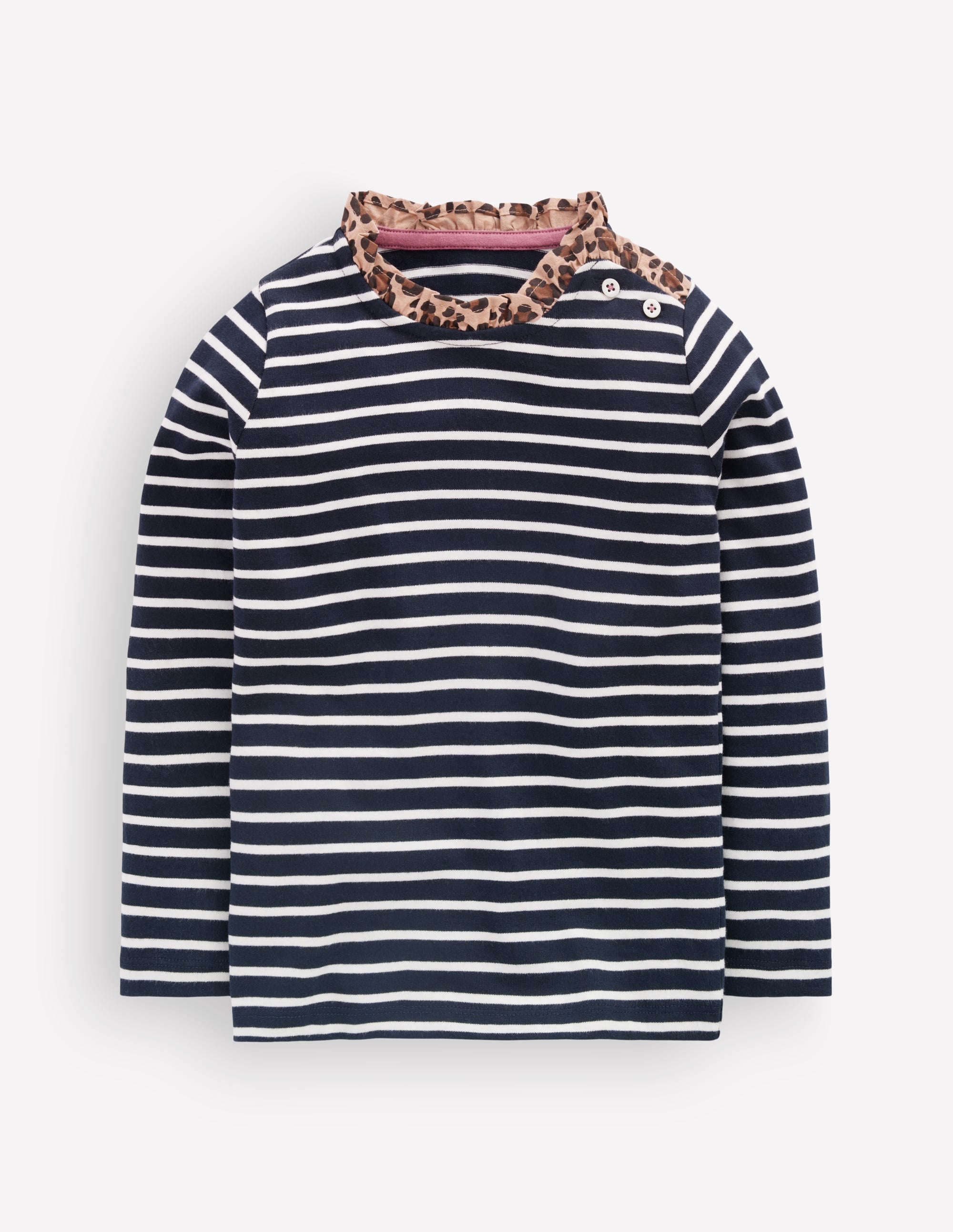Frill Neck Breton-Navy/ Soft Ivory Stripe - Image 1