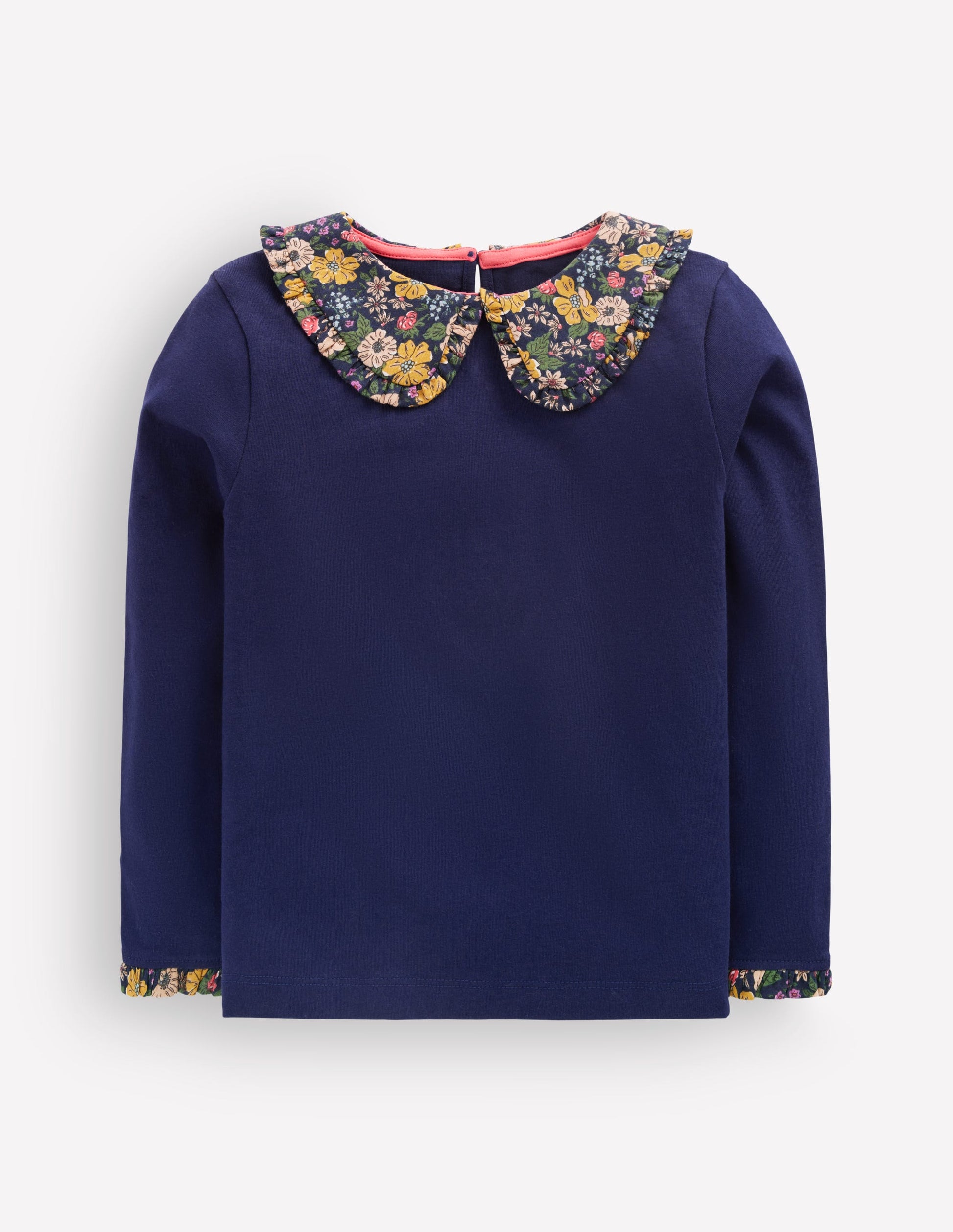 Collared Breton Jersey Top-College Navy Floral-1