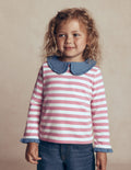 Collared Breton Jersey Top-Pink Stripe