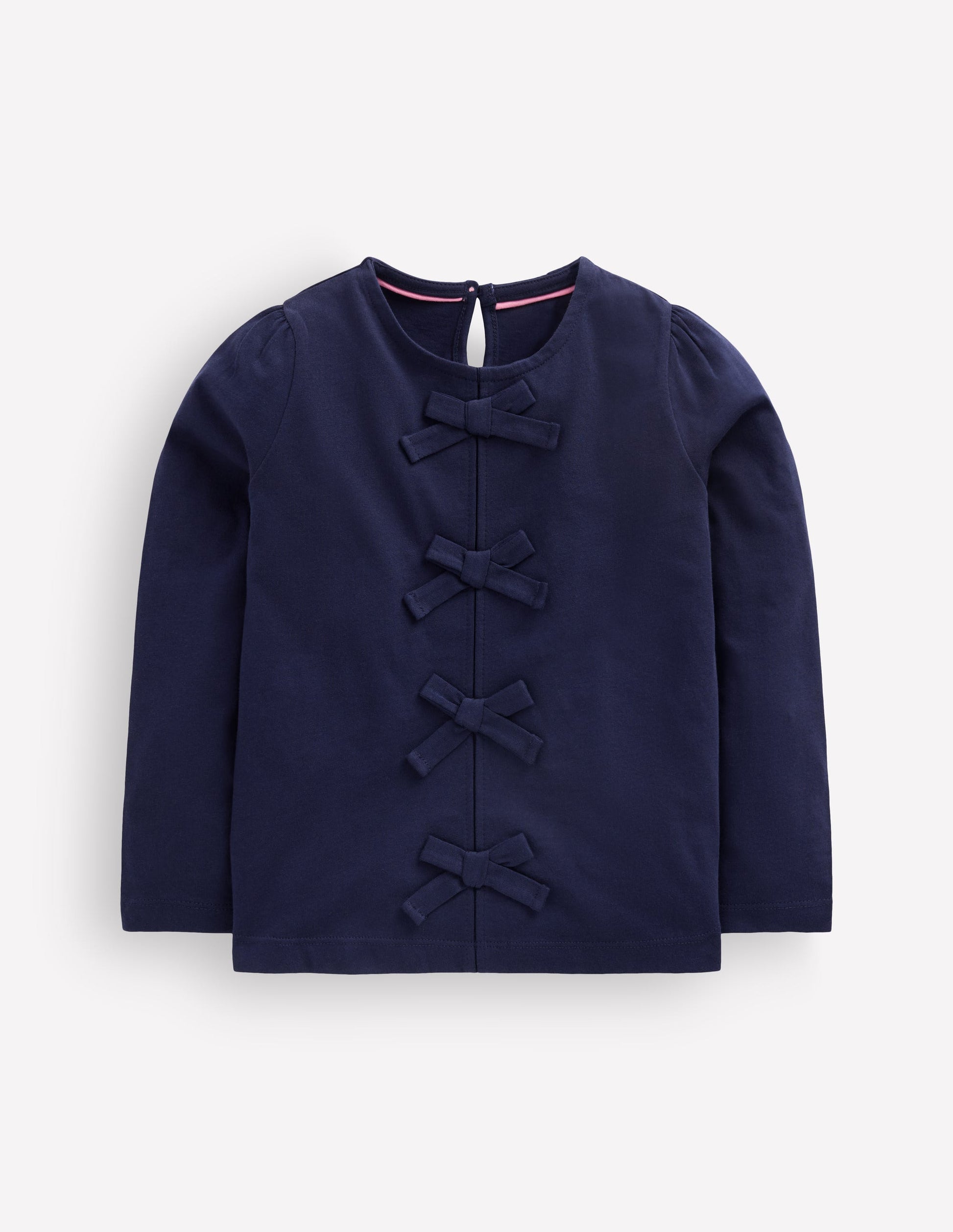 Rib Bow Trim Top-College Navy-1