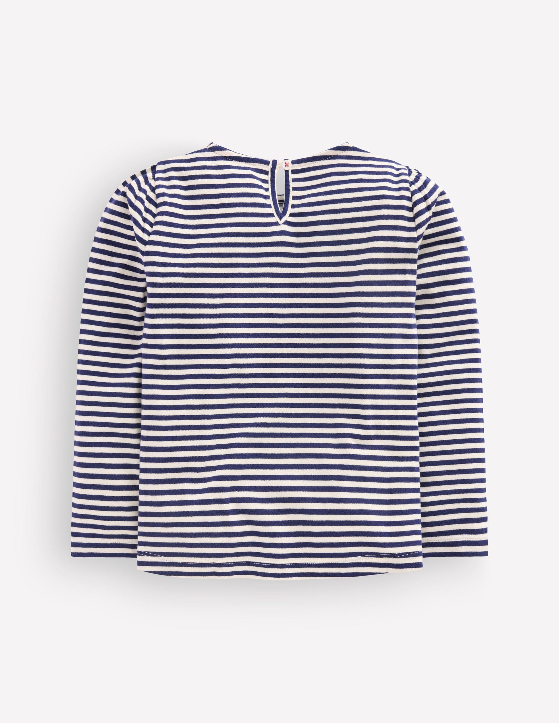 Rib Bow Trim Top-Navy Stripe-3
