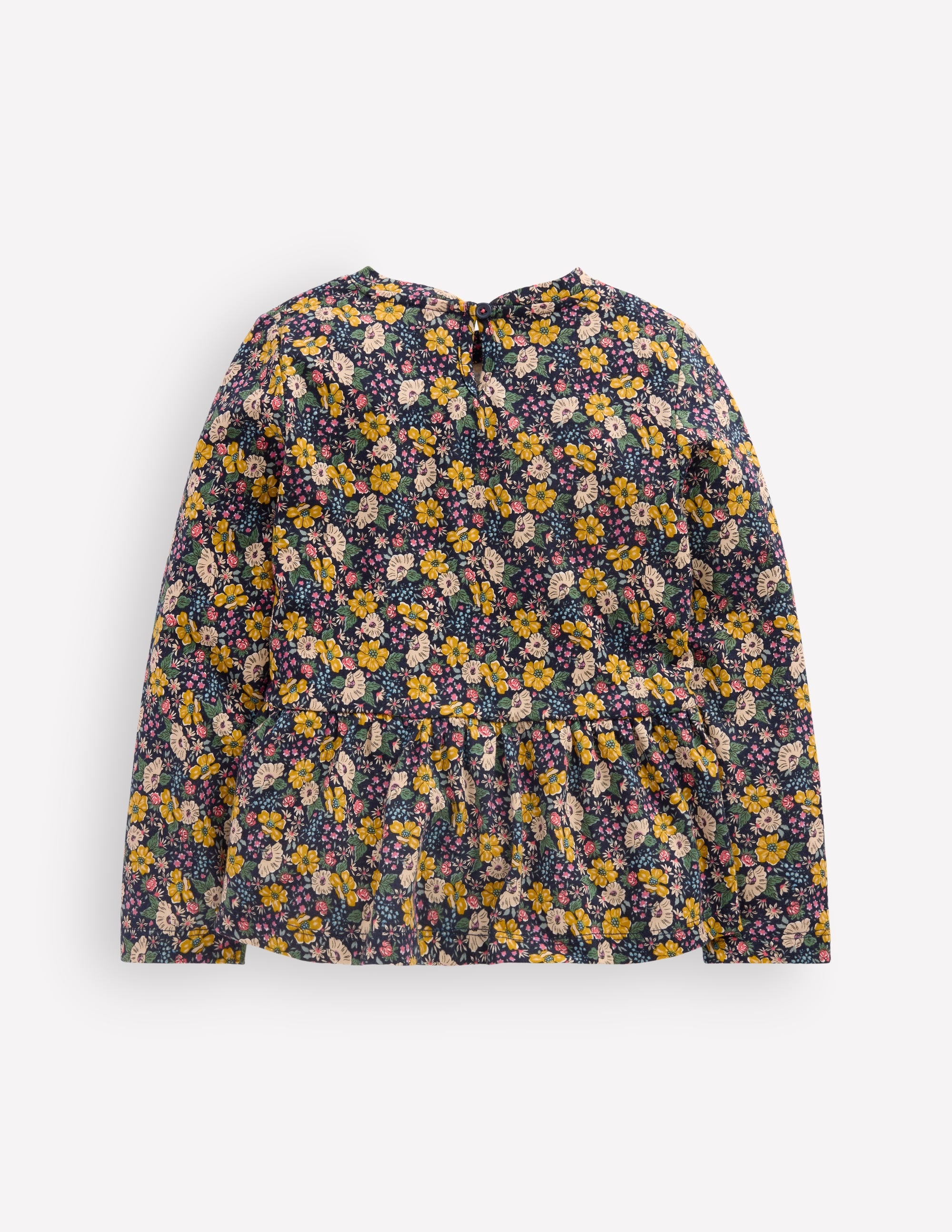 Long Sleeve Peplum Top-Navy Floral - Image 2