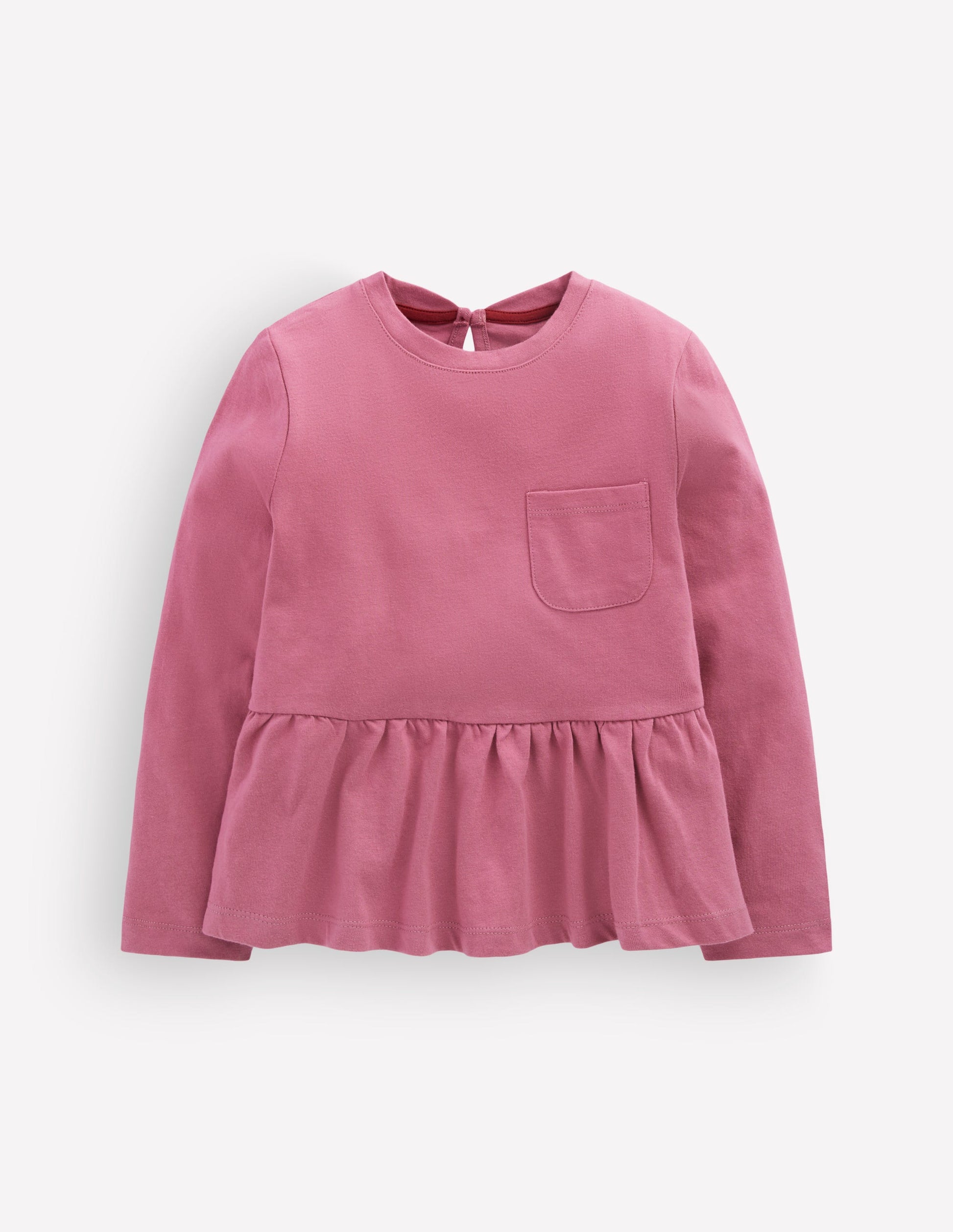 Long Sleeve Peplum Top-Pink Heather-1