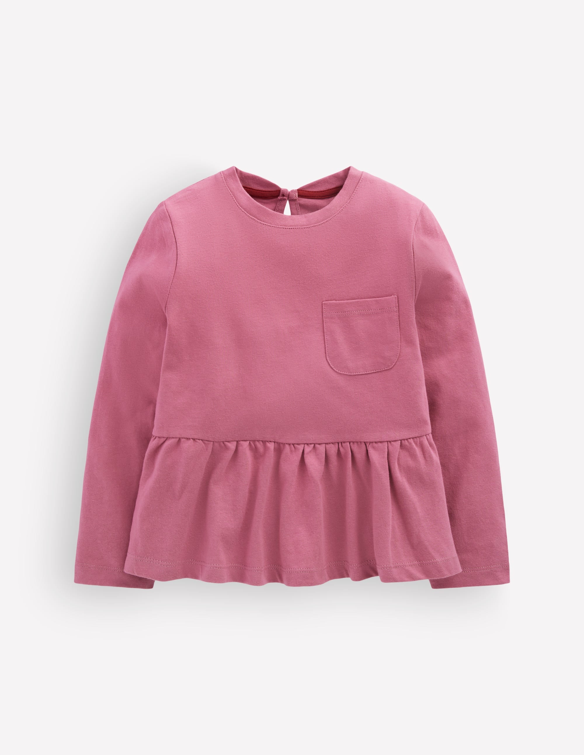 Long Sleeve Peplum Top-Pink Heather - Image 1