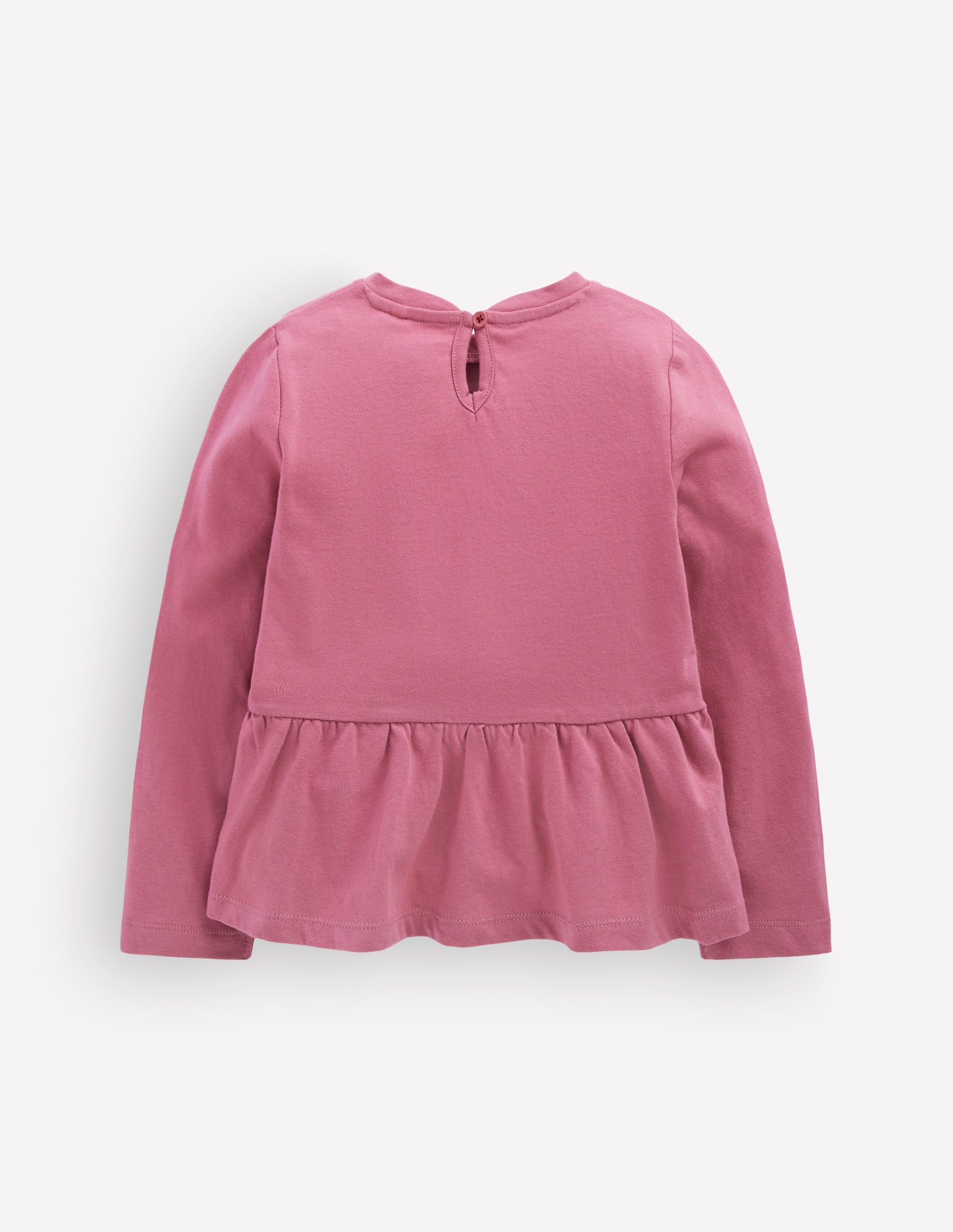 Long Sleeve Peplum Top-Pink Heather-2