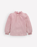 Broderie Trim Slub Top-Pink Violet