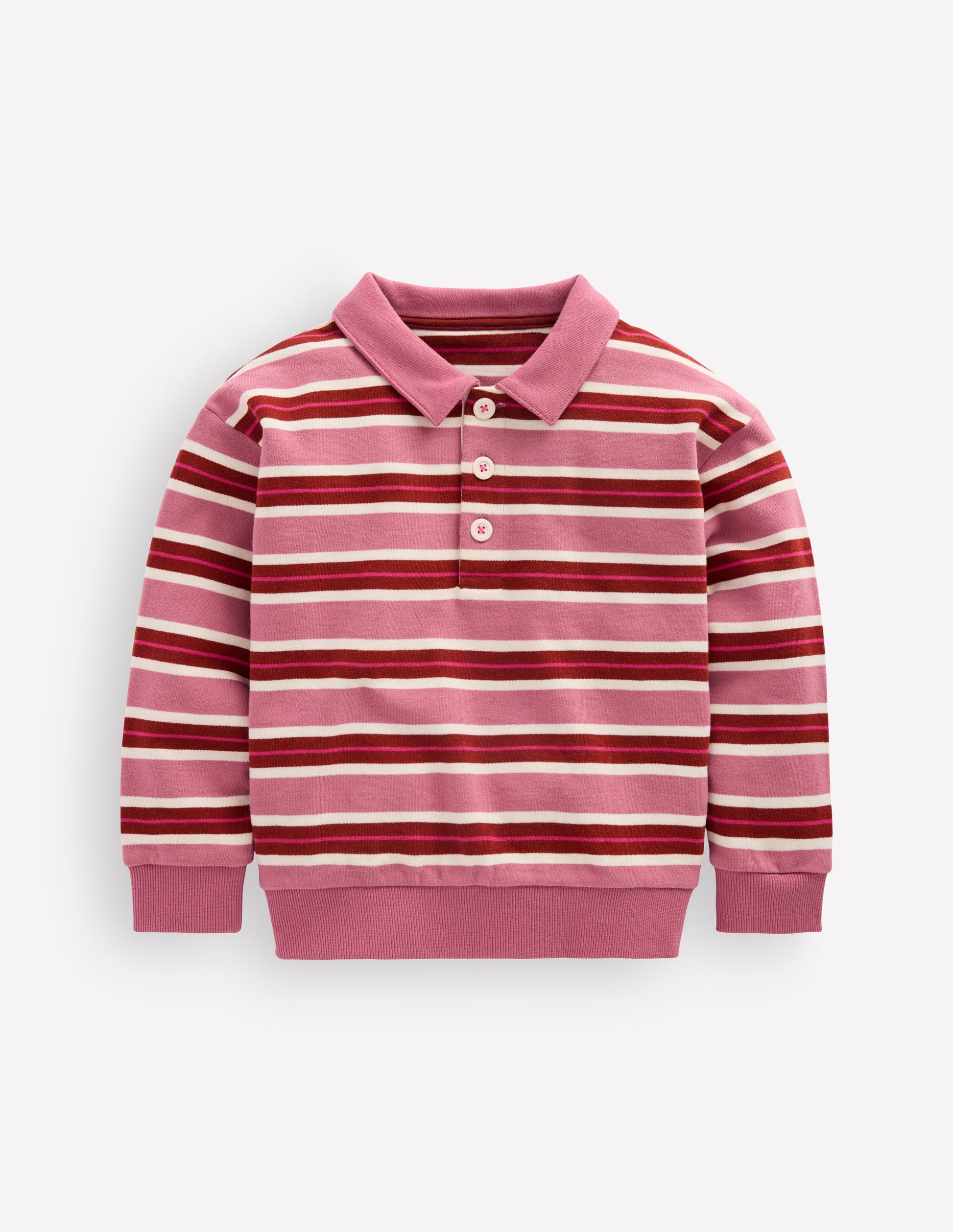 Stripe Collar Sweatshirt-Pink Stripe-2