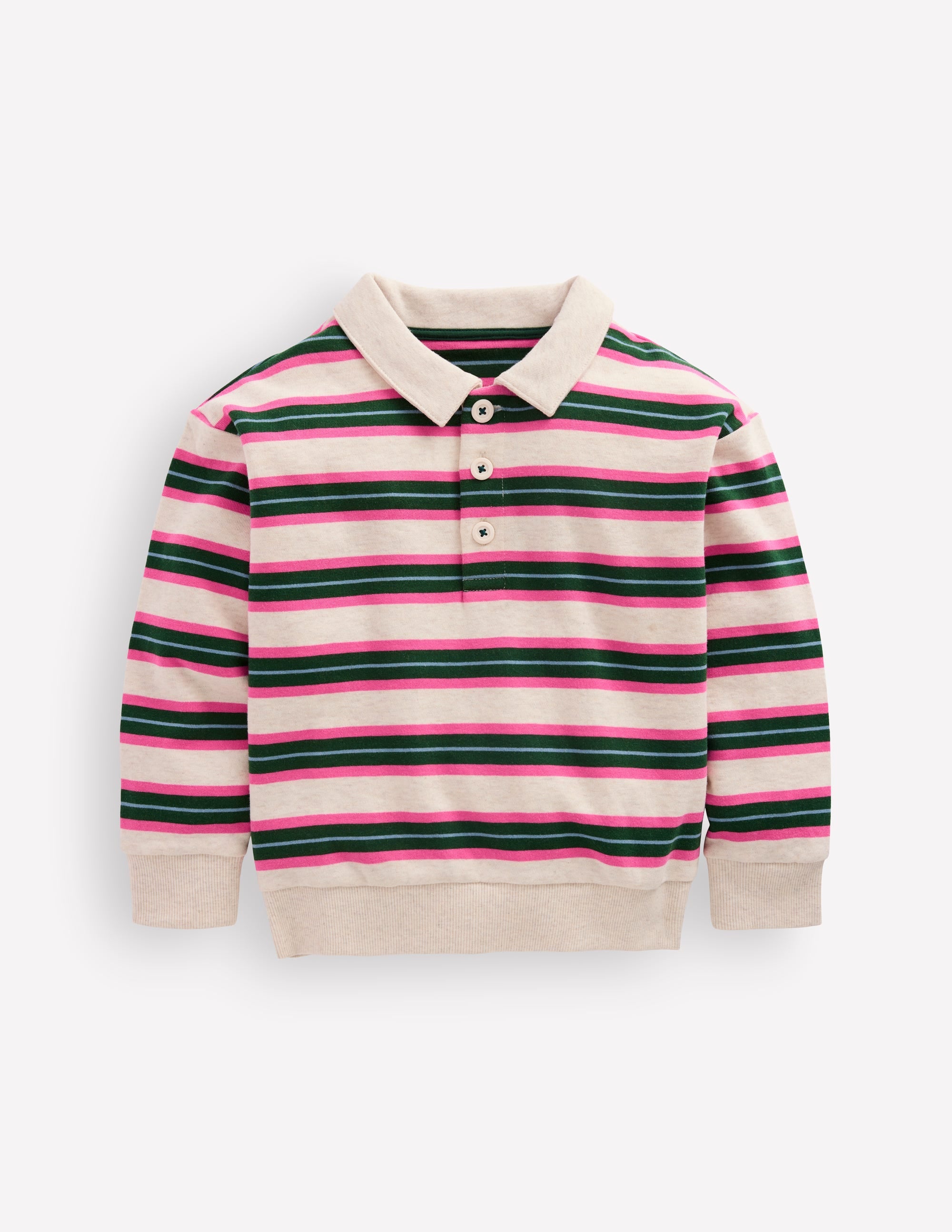 Stripe Collar Sweatshirt-Soft Ivory/ Green Stripe - Image 4