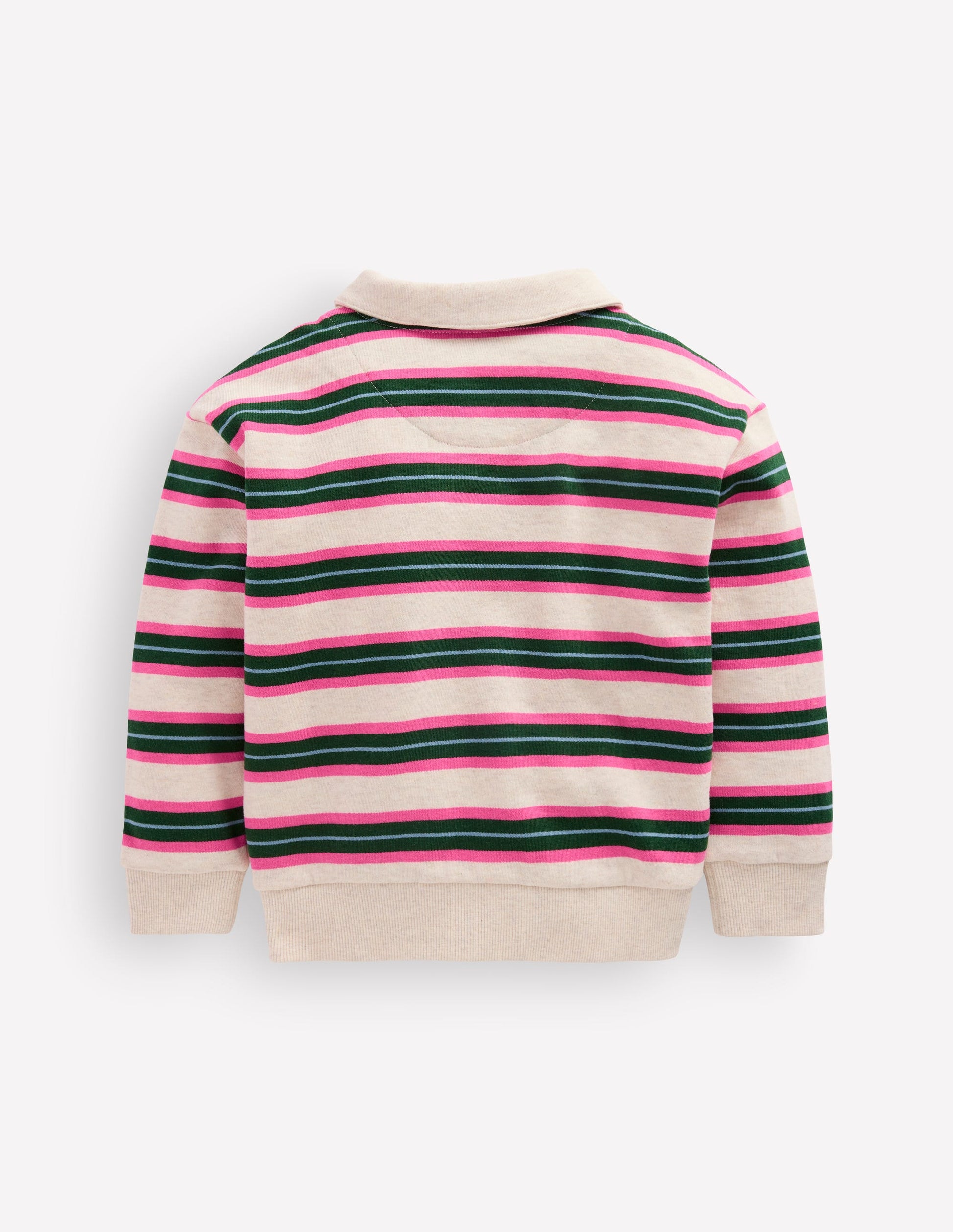 Stripe Collar Sweatshirt-Soft Ivory/ Green Stripe-5