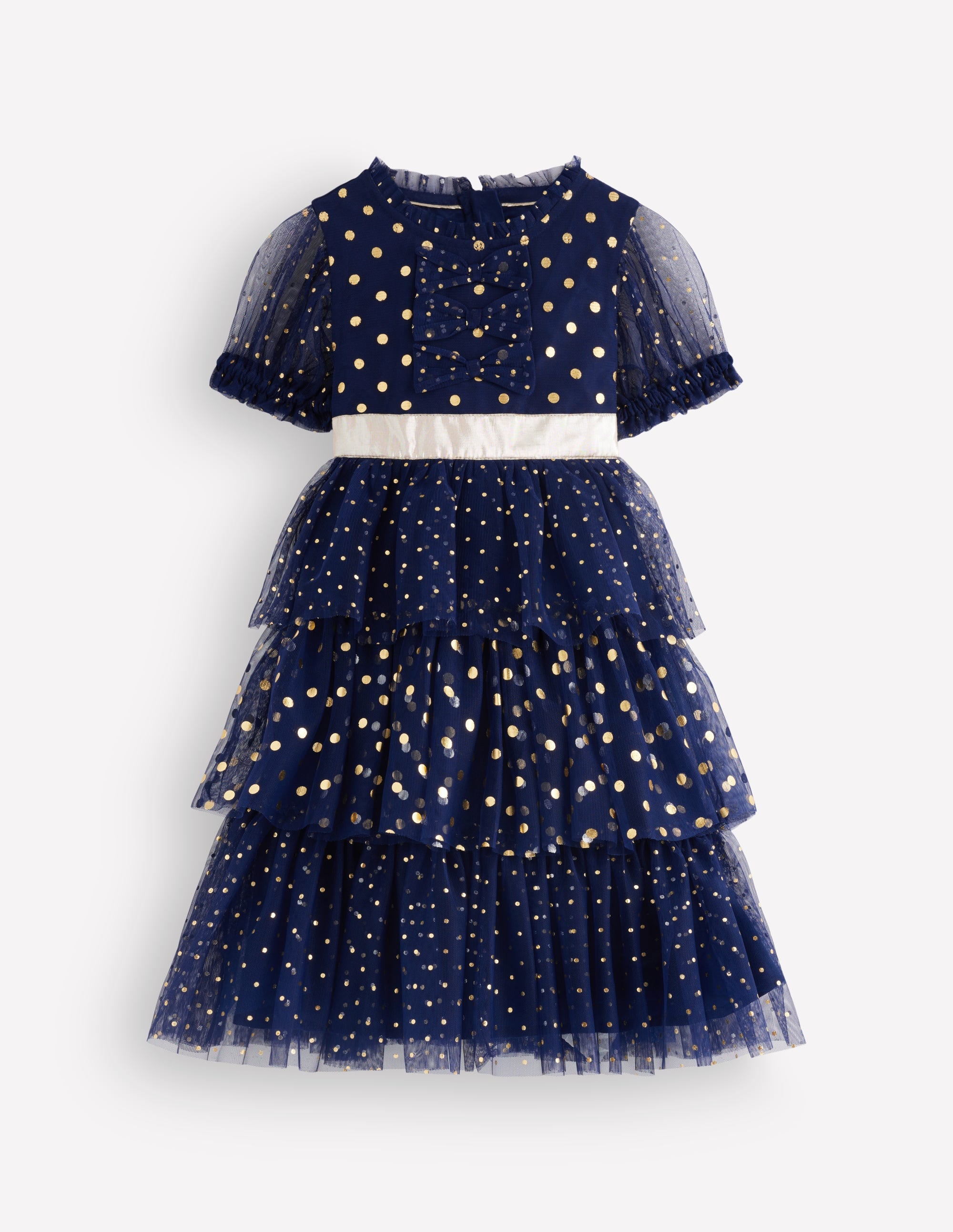 Metallic Tulle Party Dress-Blue Tulle - Image 1