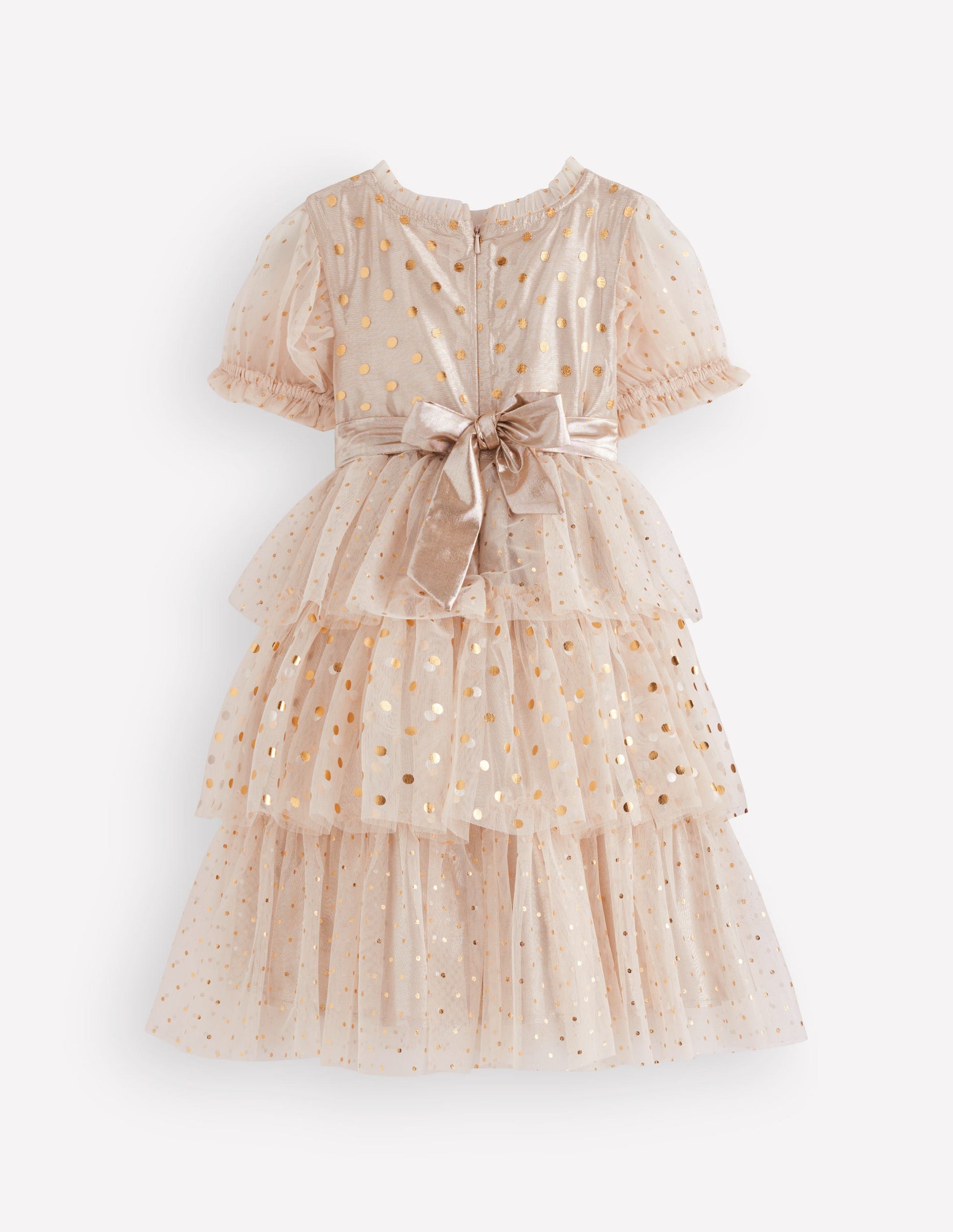 Metallic Tulle Party Dress-Gold Metallic-4