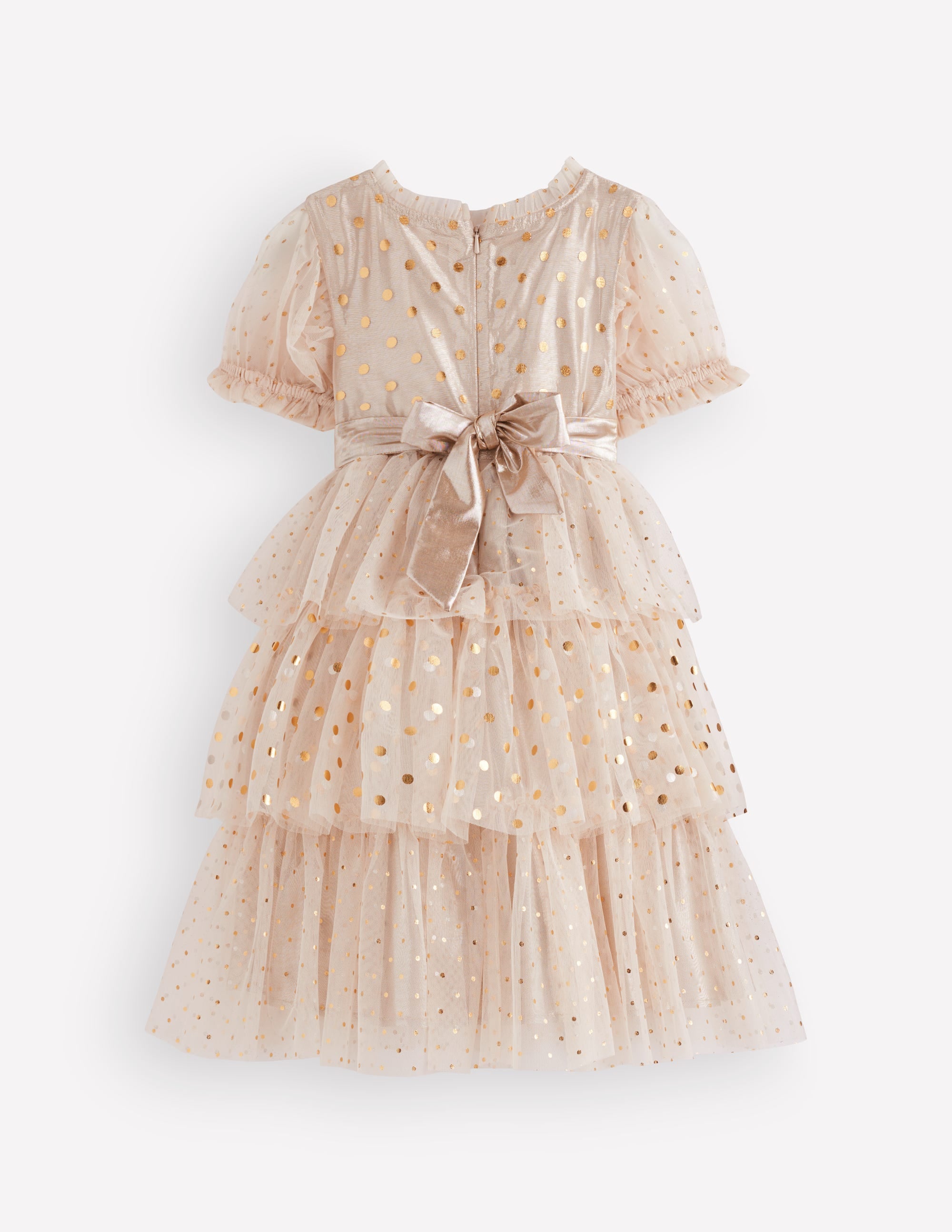 Metallic Tulle Party Dress-Gold Metallic - Image 4