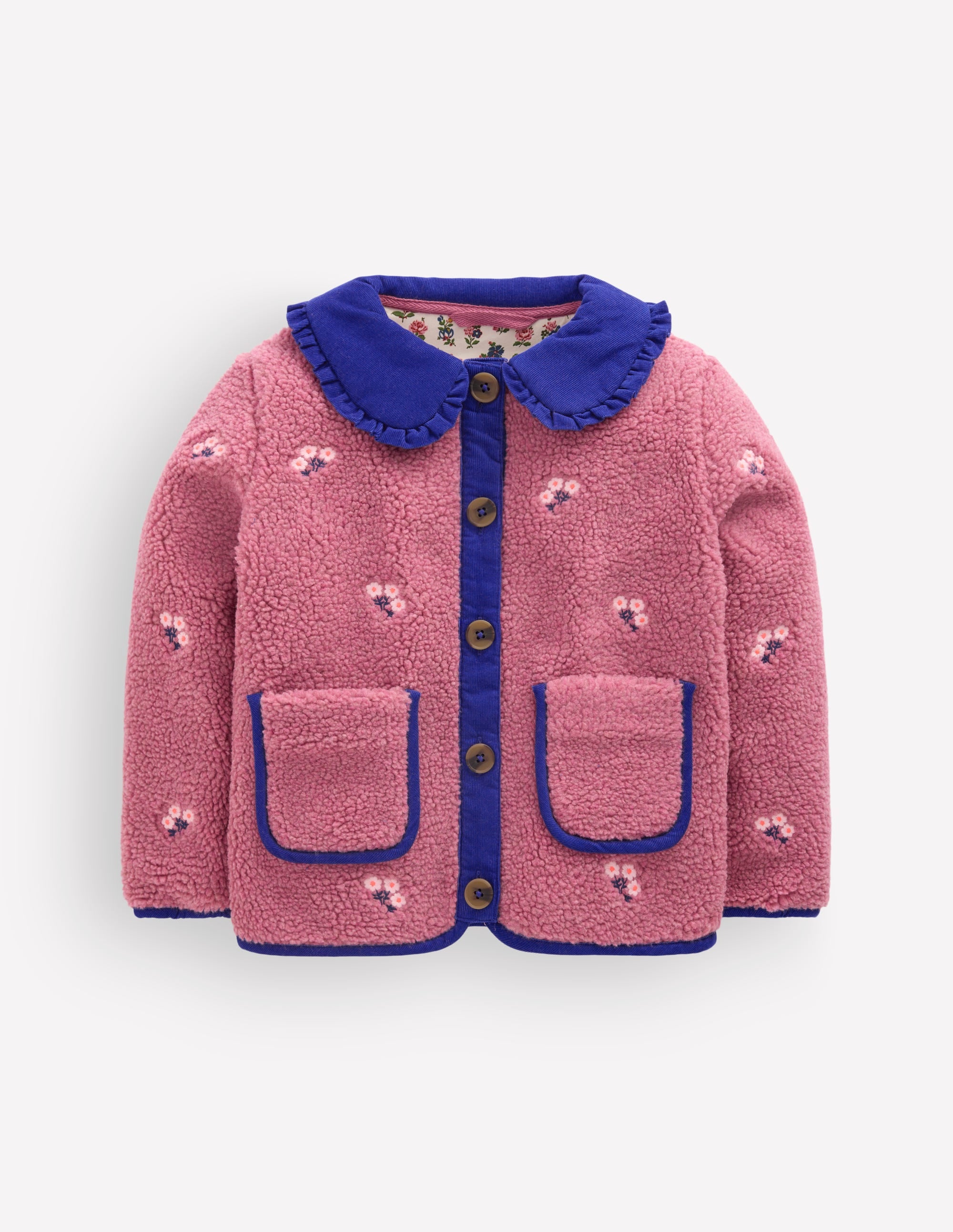Embroidered Borg Jacket-Pink Heather - Image 4