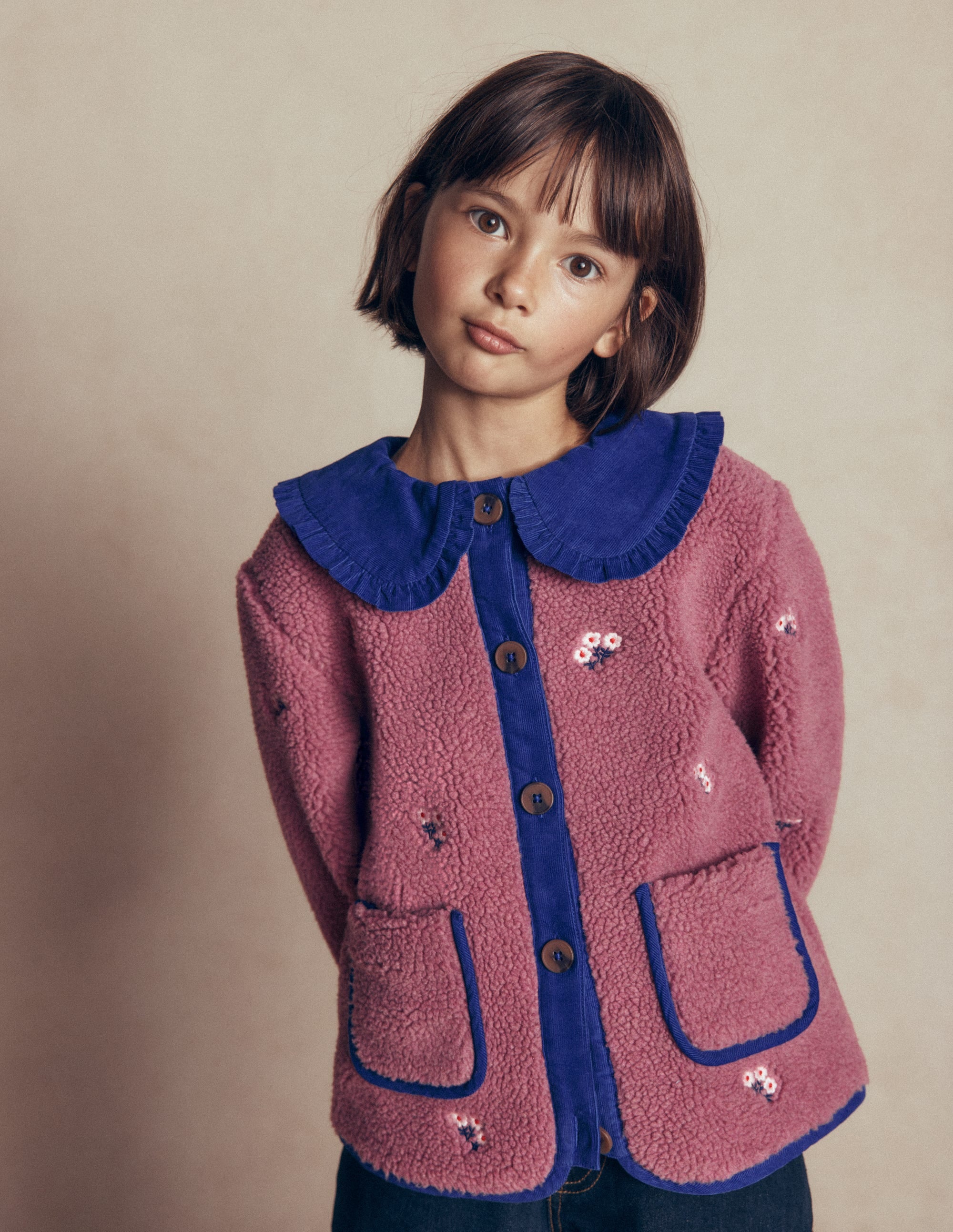 Embroidered Borg Jacket-Pink Heather - Image 2