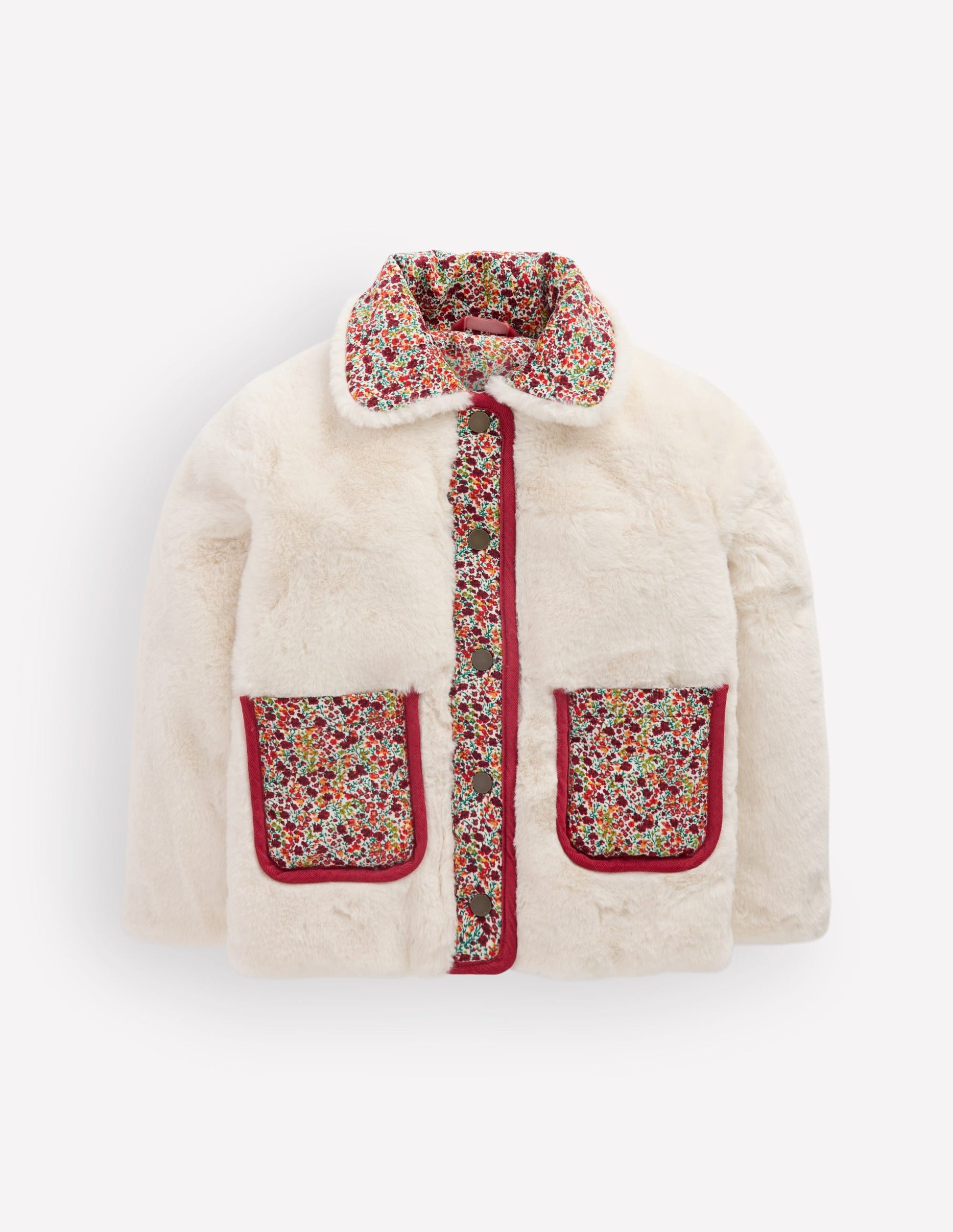 Faux Fur Jacket-Soft Ivory Ditsy Floral-5