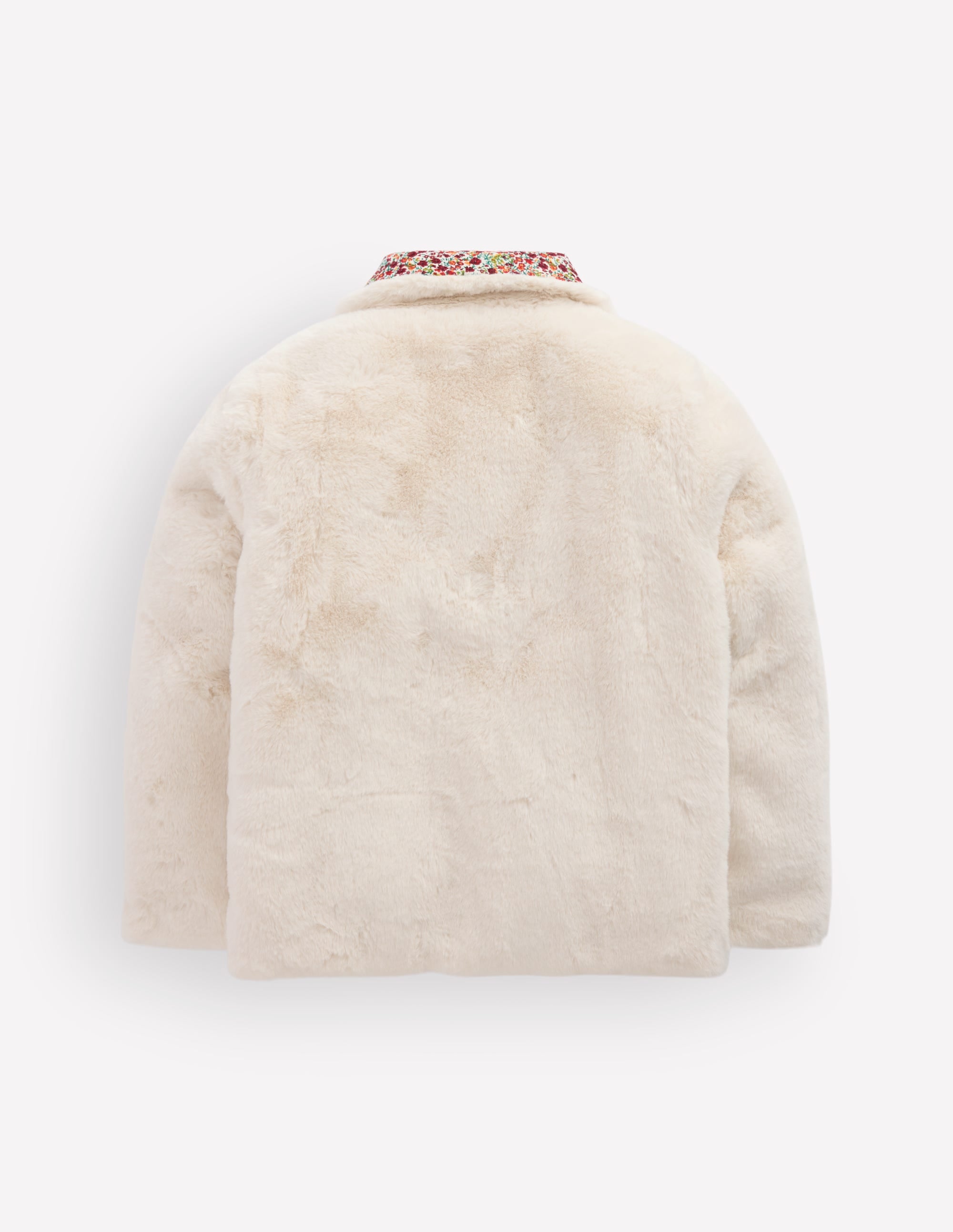 Faux Fur Jacket-Soft Ivory Ditsy Floral - Image 6