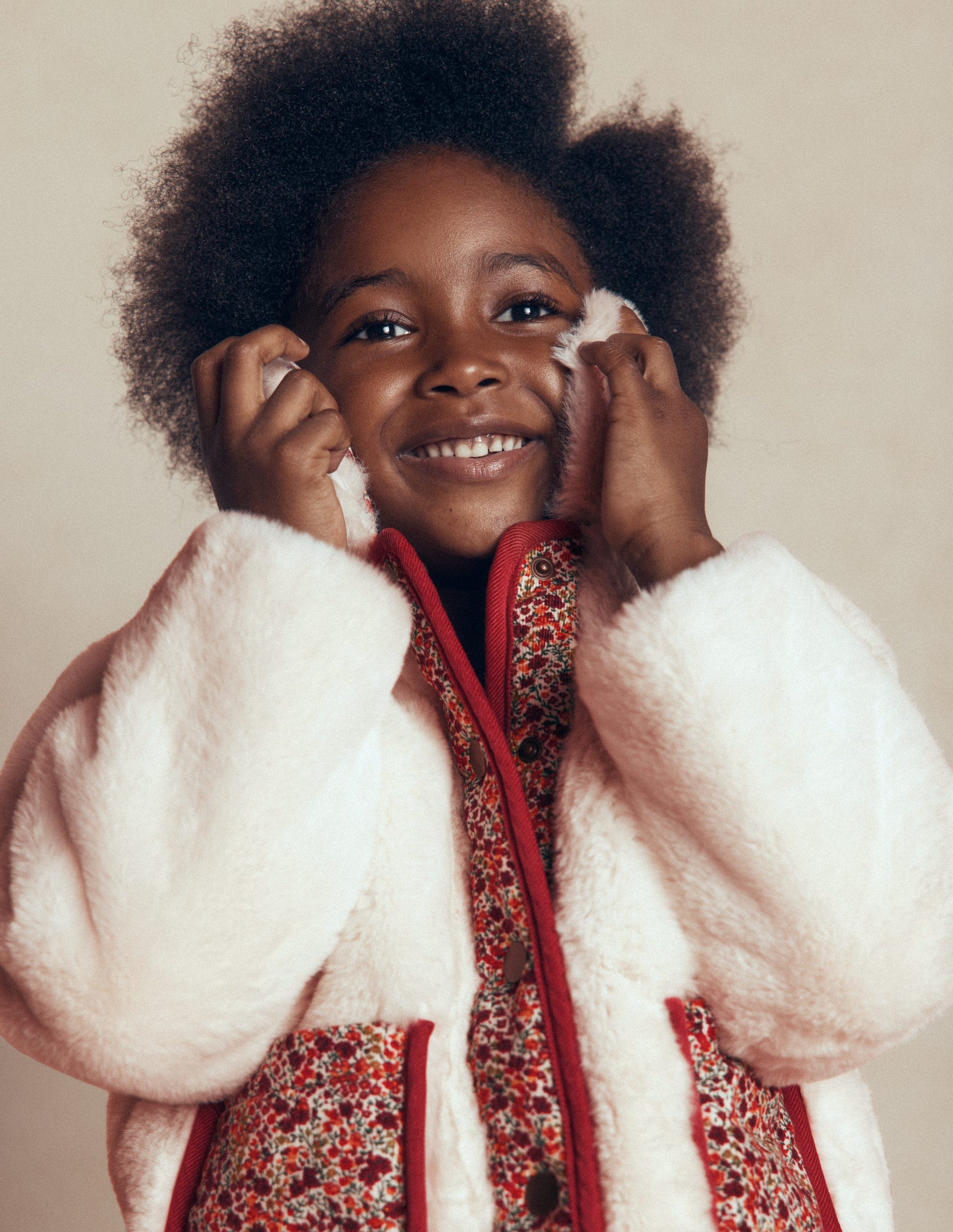 Faux Fur Jacket-Soft Ivory Ditsy Floral-4
