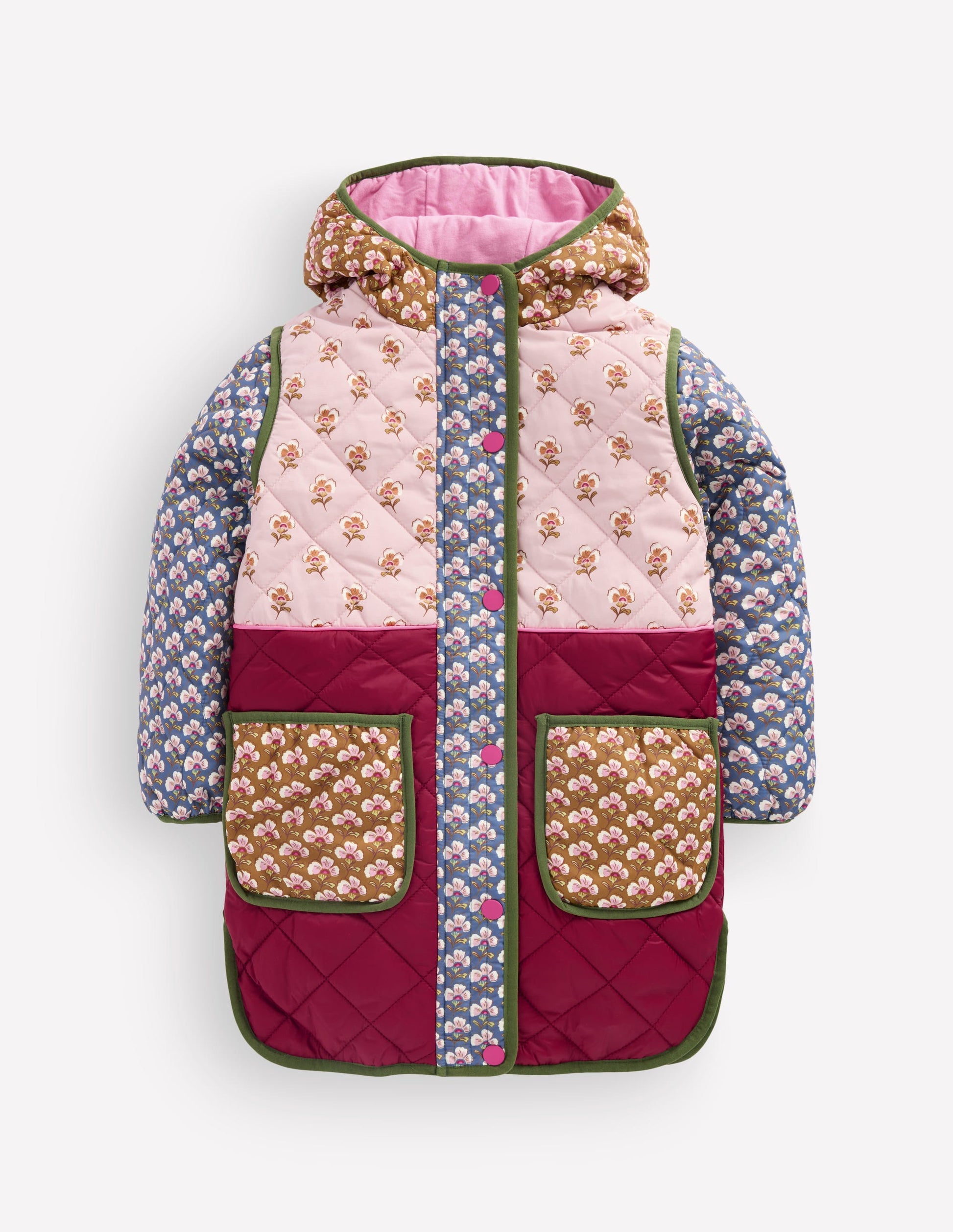 Longline Quilted Jacket-Hotchpotch Floral-5