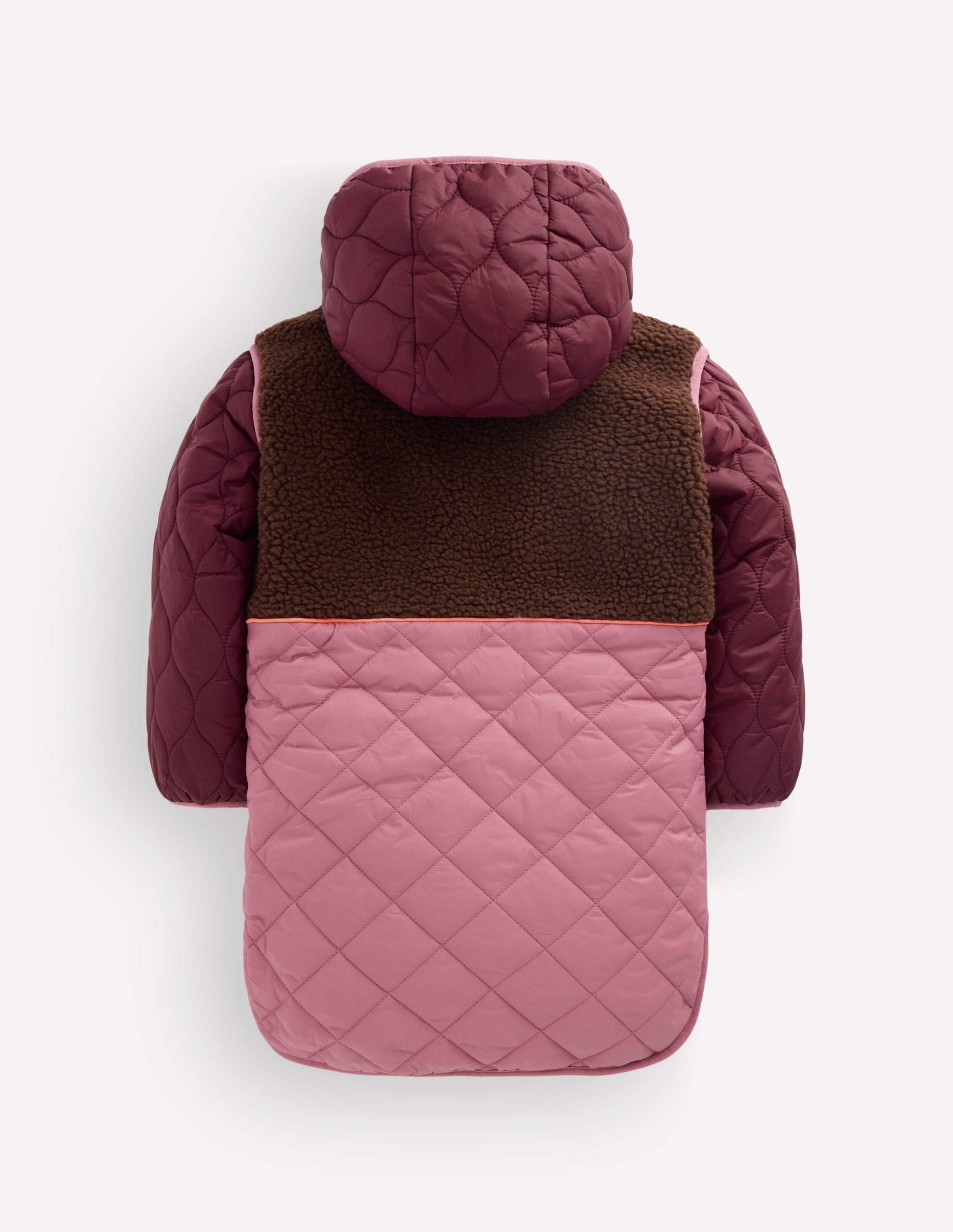 Longline Quilted Jacket-Maroon Banner Multi-2