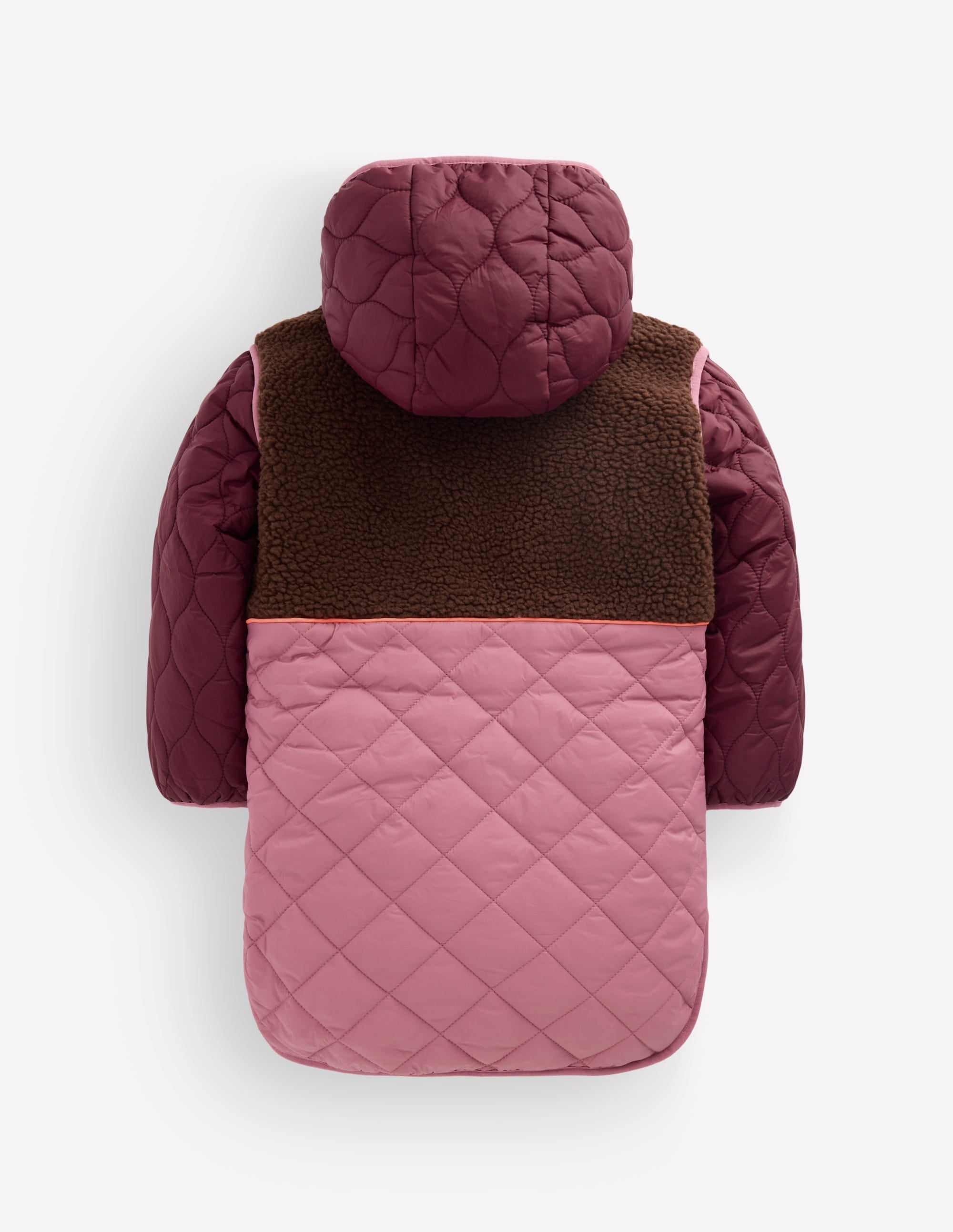 Longline Quilted Jacket-Maroon Banner Multi - Image 2
