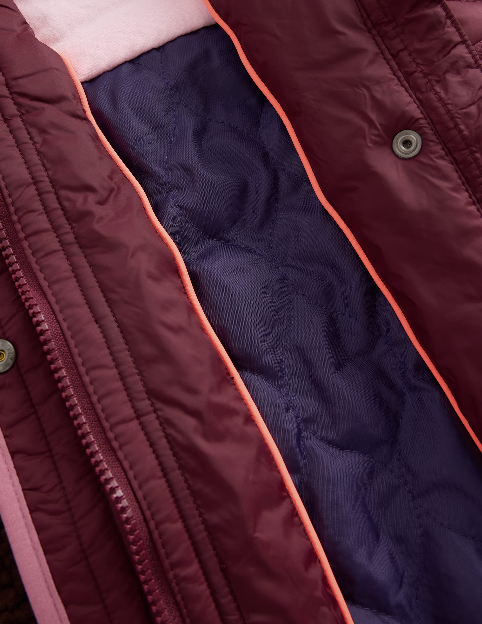 Longline Quilted Jacket-Maroon Banner Multi - Image 5