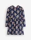 Long Sleeve Twirly Dress-Navy Floral