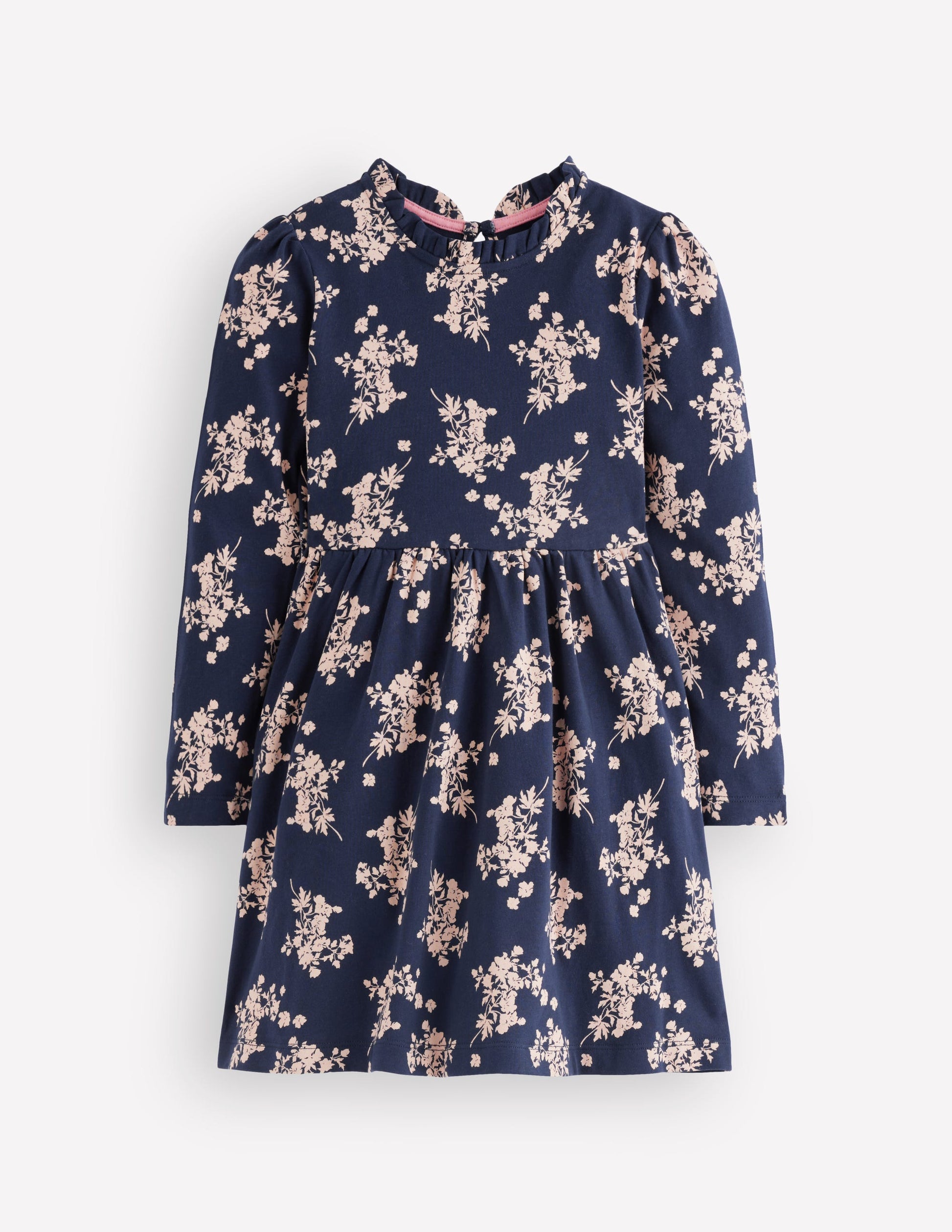 Long Sleeve Twirly Dress-Navy Floral-1
