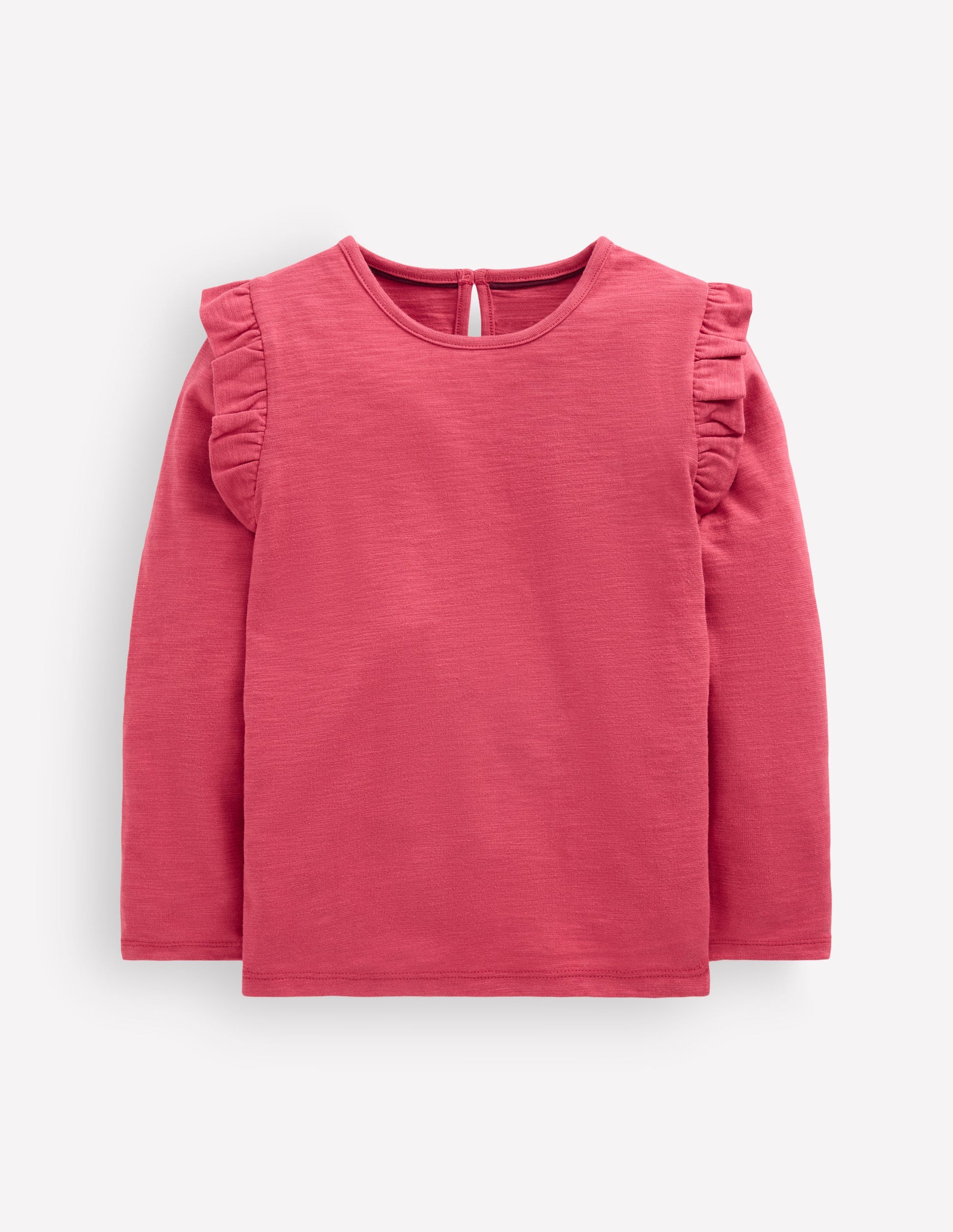 Frill Sleeve Slub Top-Holly Berry-1