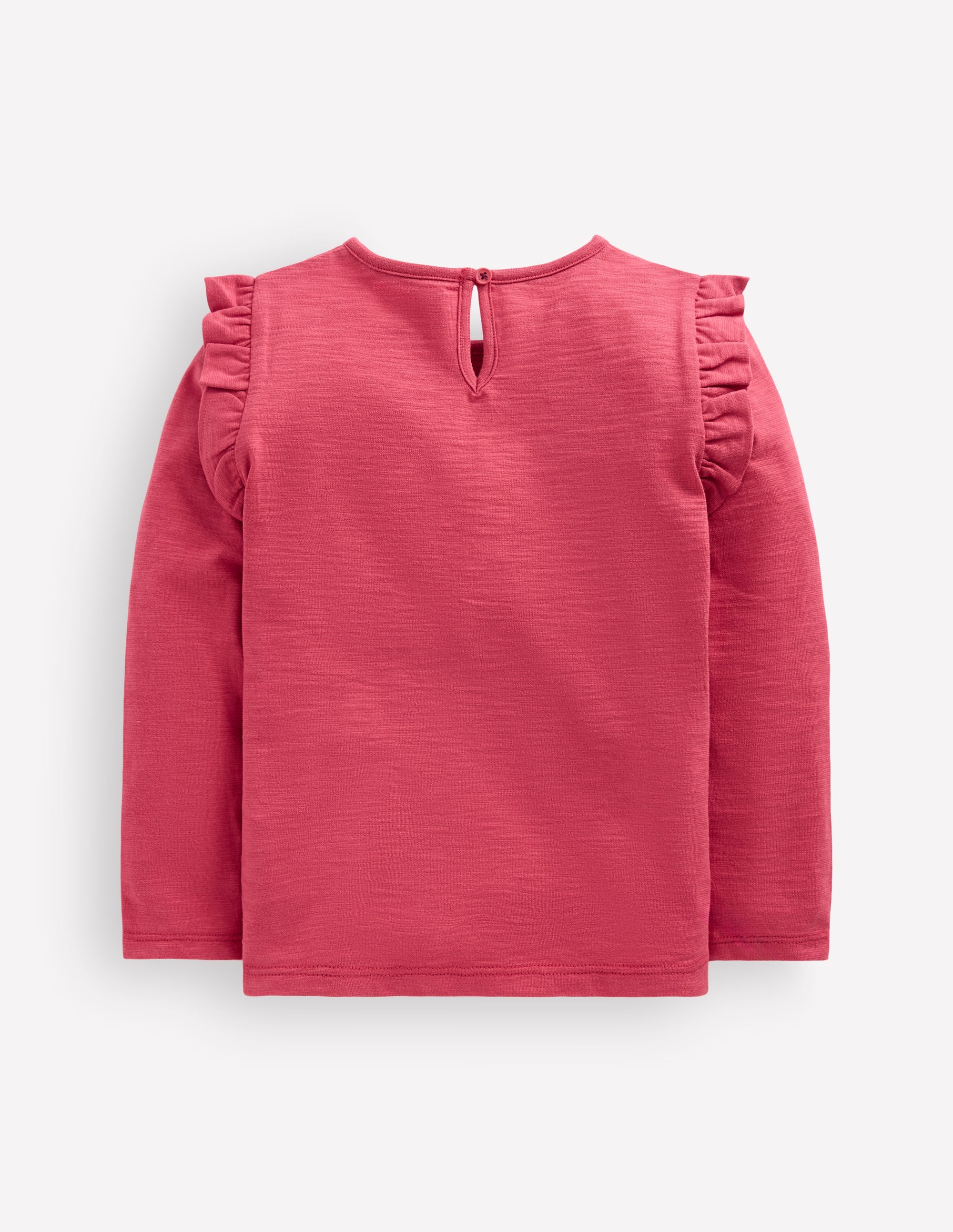 Frill Sleeve Slub Top-Holly Berry - Image 2