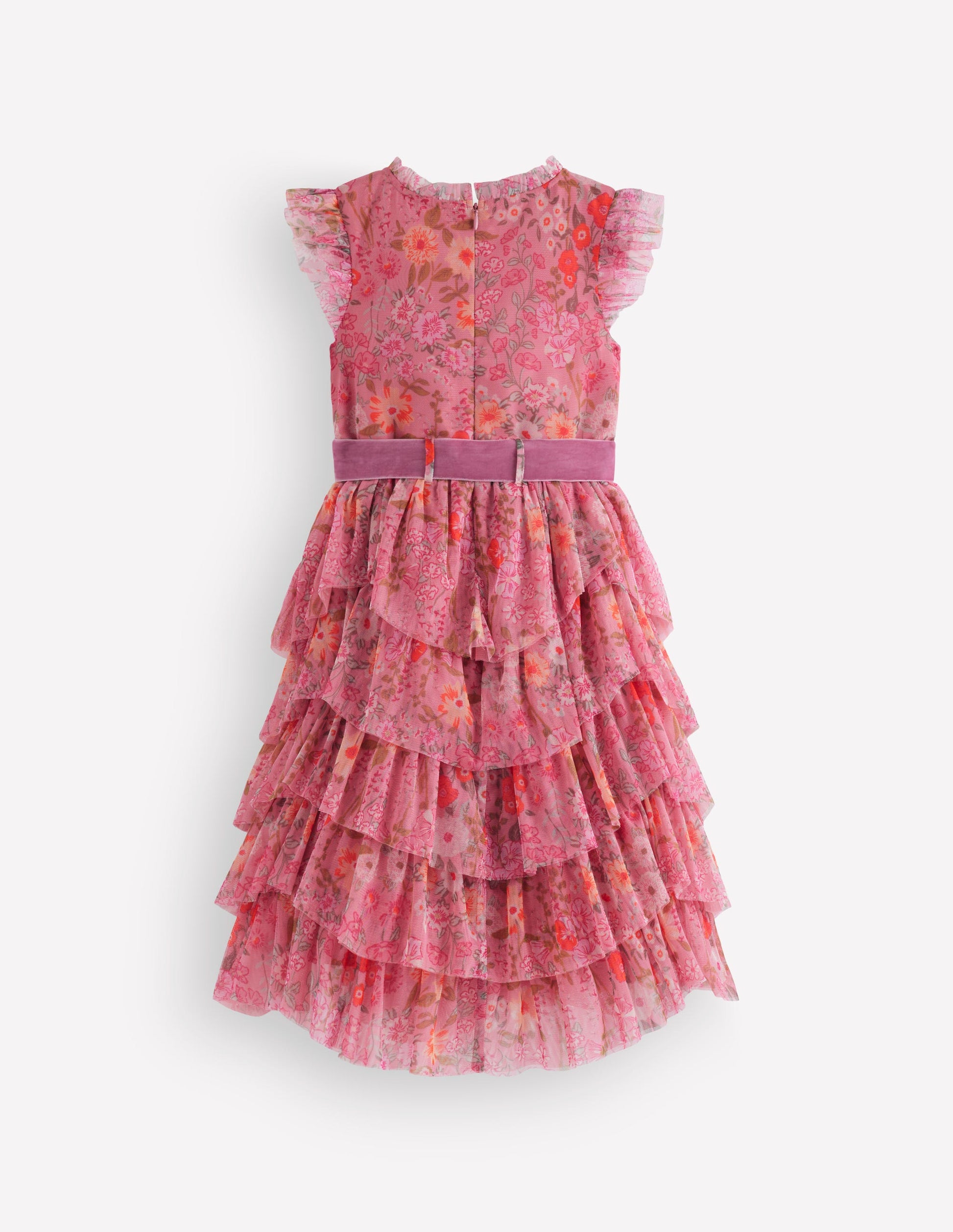 Tiered Tulle Dress-Pink Wildflowers-3
