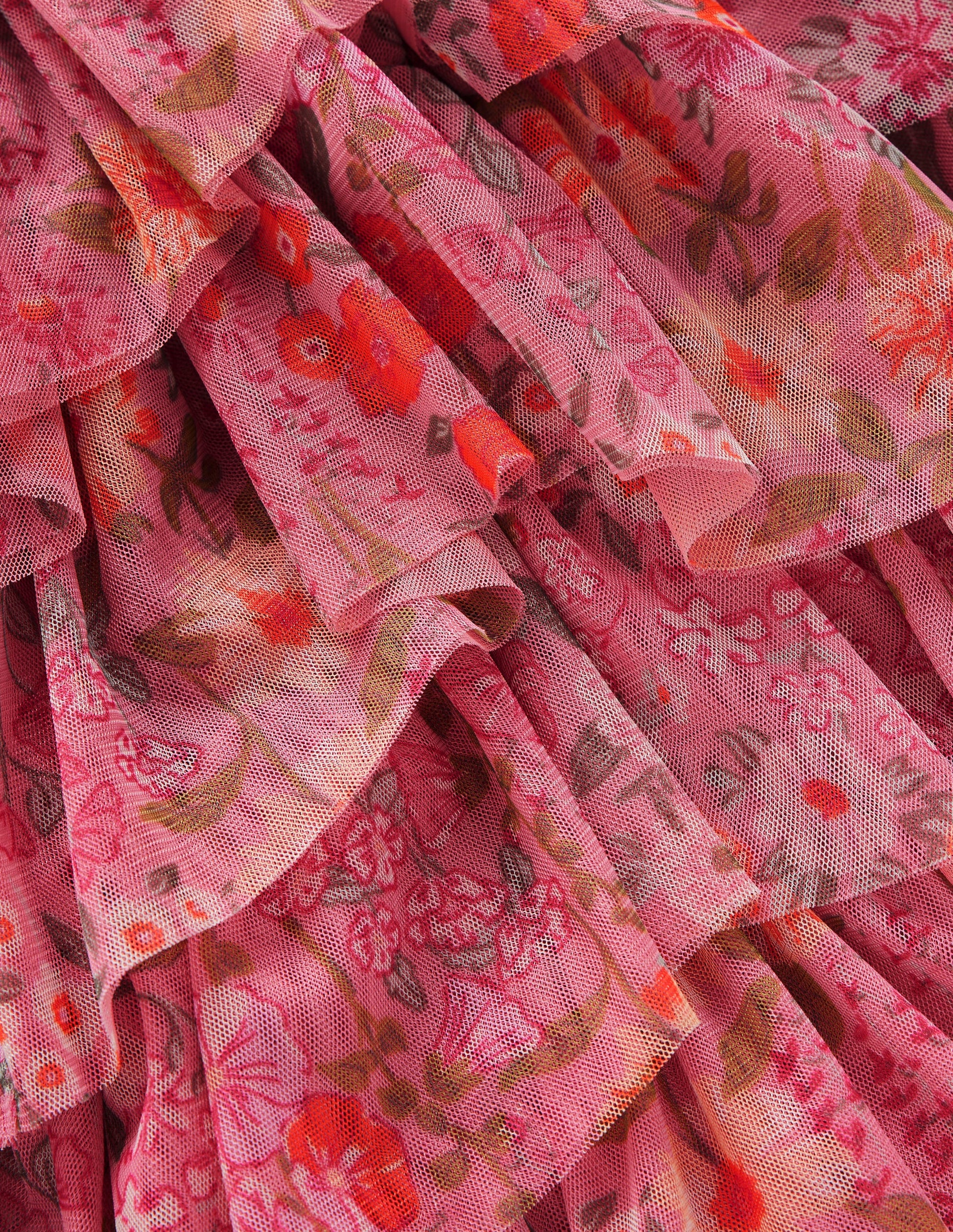 Tiered Tulle Dress-Pink Wildflowers-4