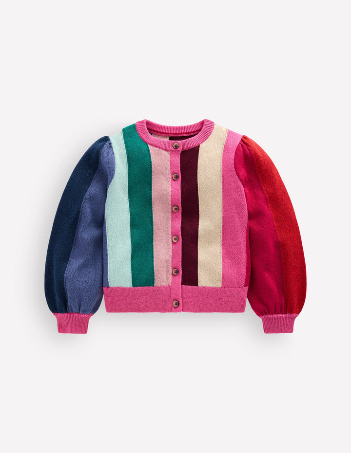 Sparkle Party Cardigan-Rainbow Sparkle Stripe