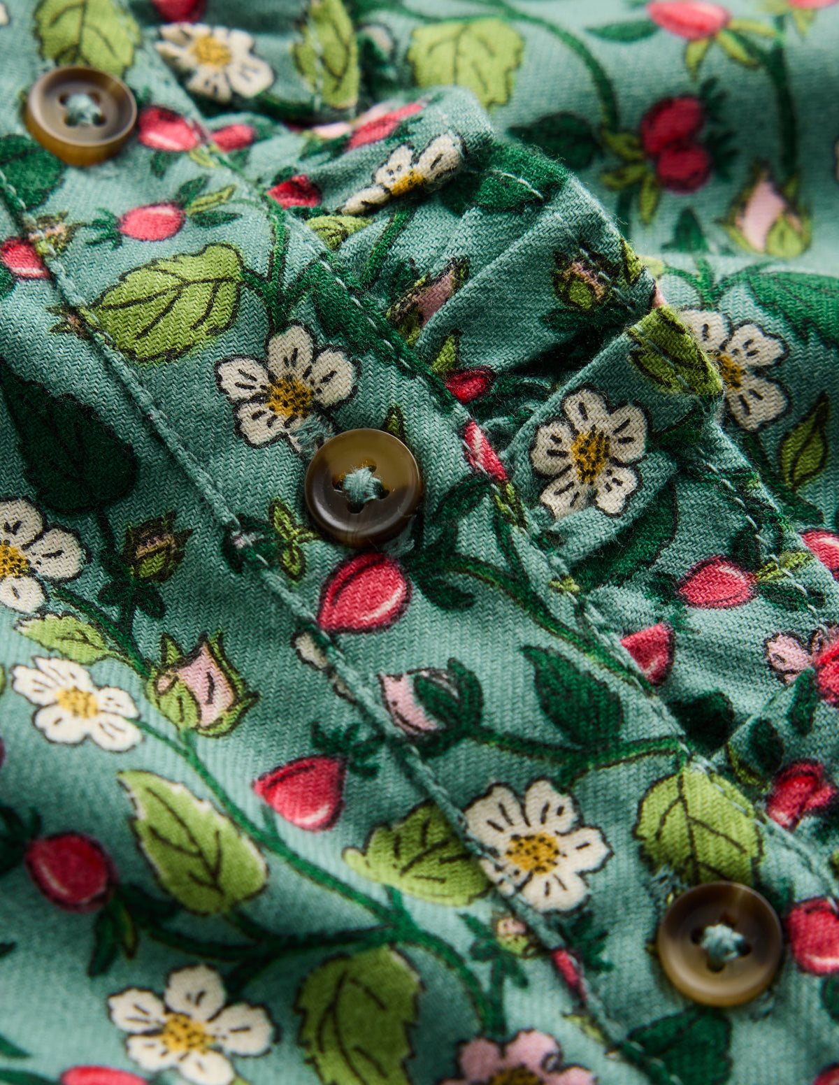 Maude Ruffle Shirt Dress-Green Berry Floral - Image 4