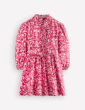 Maude Ruffle Shirt Dress-Pink Jungle Print