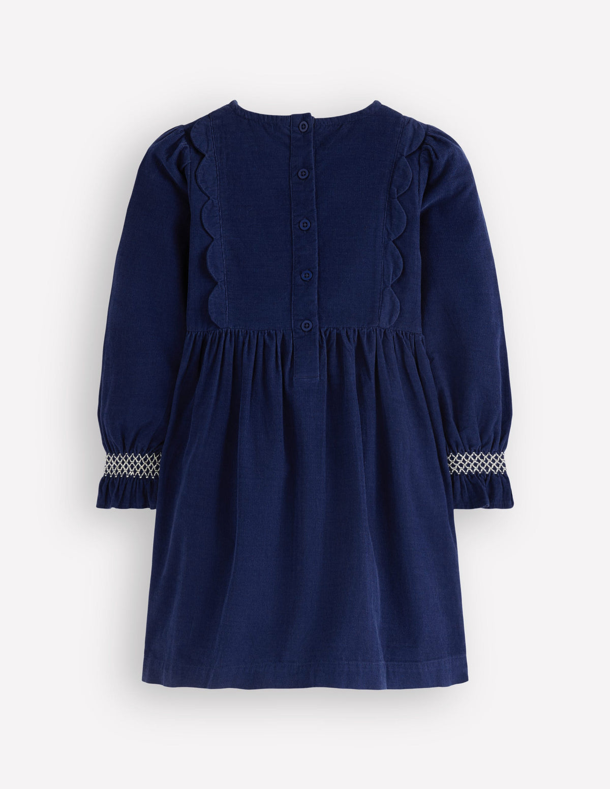 Smocked Corduroy Sparkle Dress-College Navy Stars-2