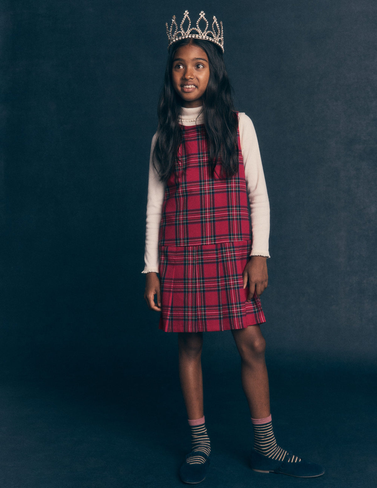 Drop Waist Pinafore-Red Check - Image 1